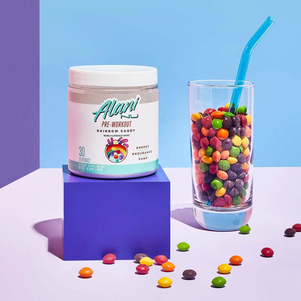 Alani Nu Rainbow Candy Pre Workout and BCAA Hawaiian Shaved Ice Post Workout Powder Alani Nu Au supplements