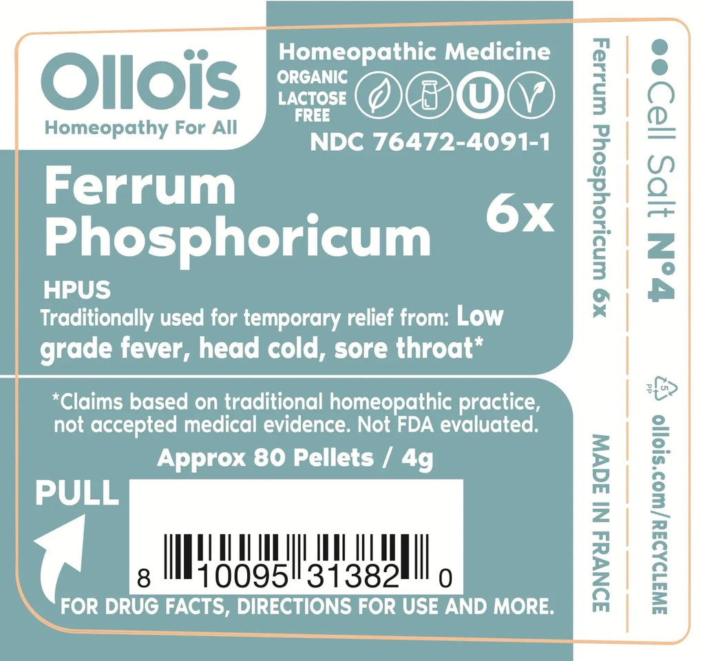 Ferrum Phosphoricum- OLLOIS - Organic & Vegan, Kosher Certified, Cell Salt #4 (Approx. 80 pellets) OLLOÏS Au supplements