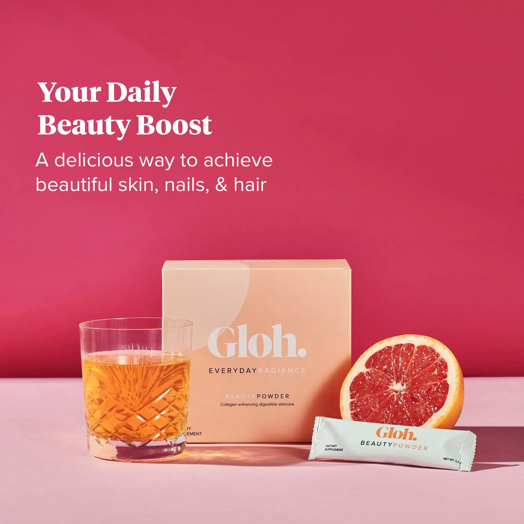 Gloh. Marine Collagen Powder for Women - Peach Flavor Collagen Supplements for Women with Hyaluronic Acid, Vitamin A, B2, B6 Gloh. Au supplements