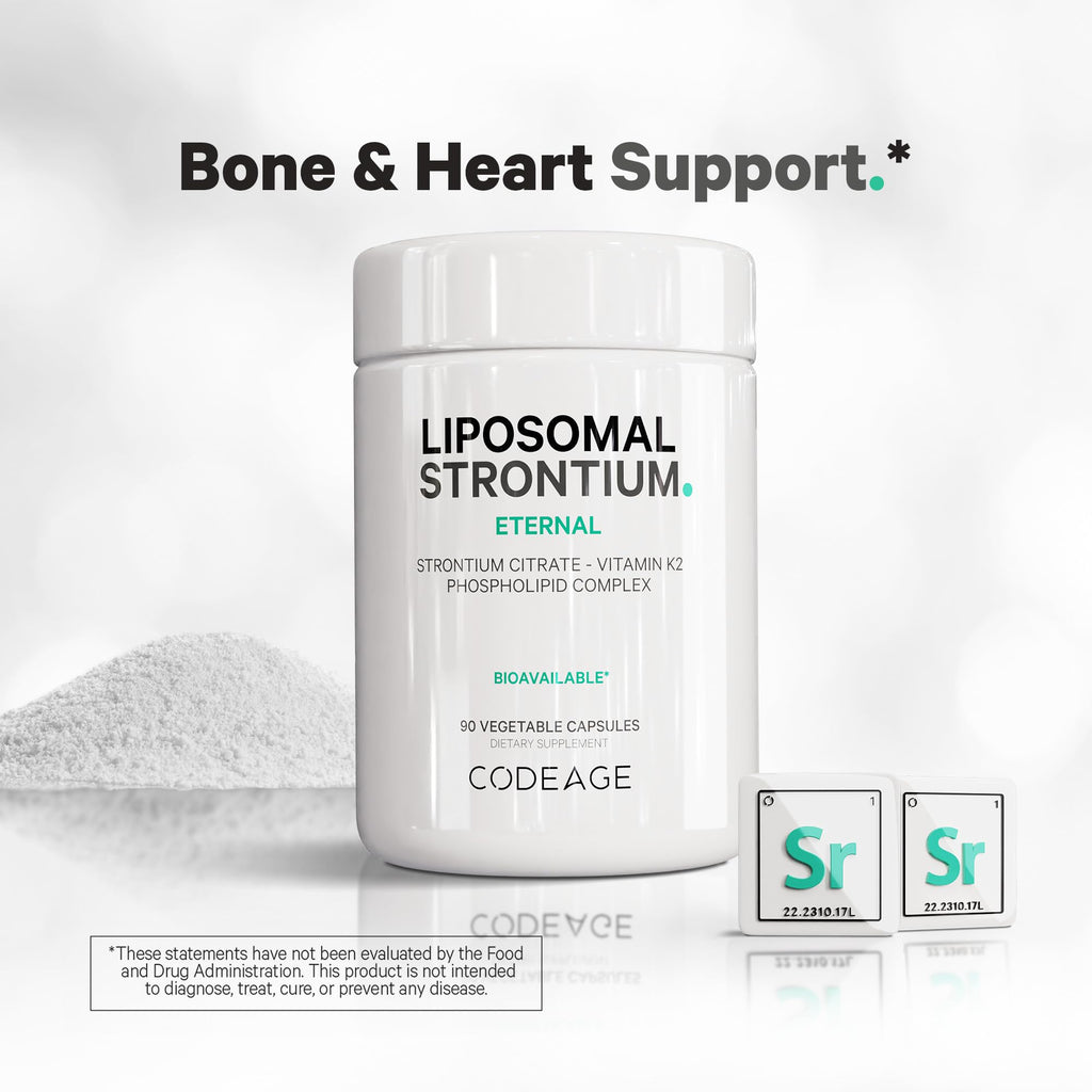 Codeage Liposomal Strontium Supplement - Strontium Citrate, Vitamin K2 MK-7, Liposomal Delivery, Non-GMO, Gluten-Free - 90 Capsules Codeage Au supplements