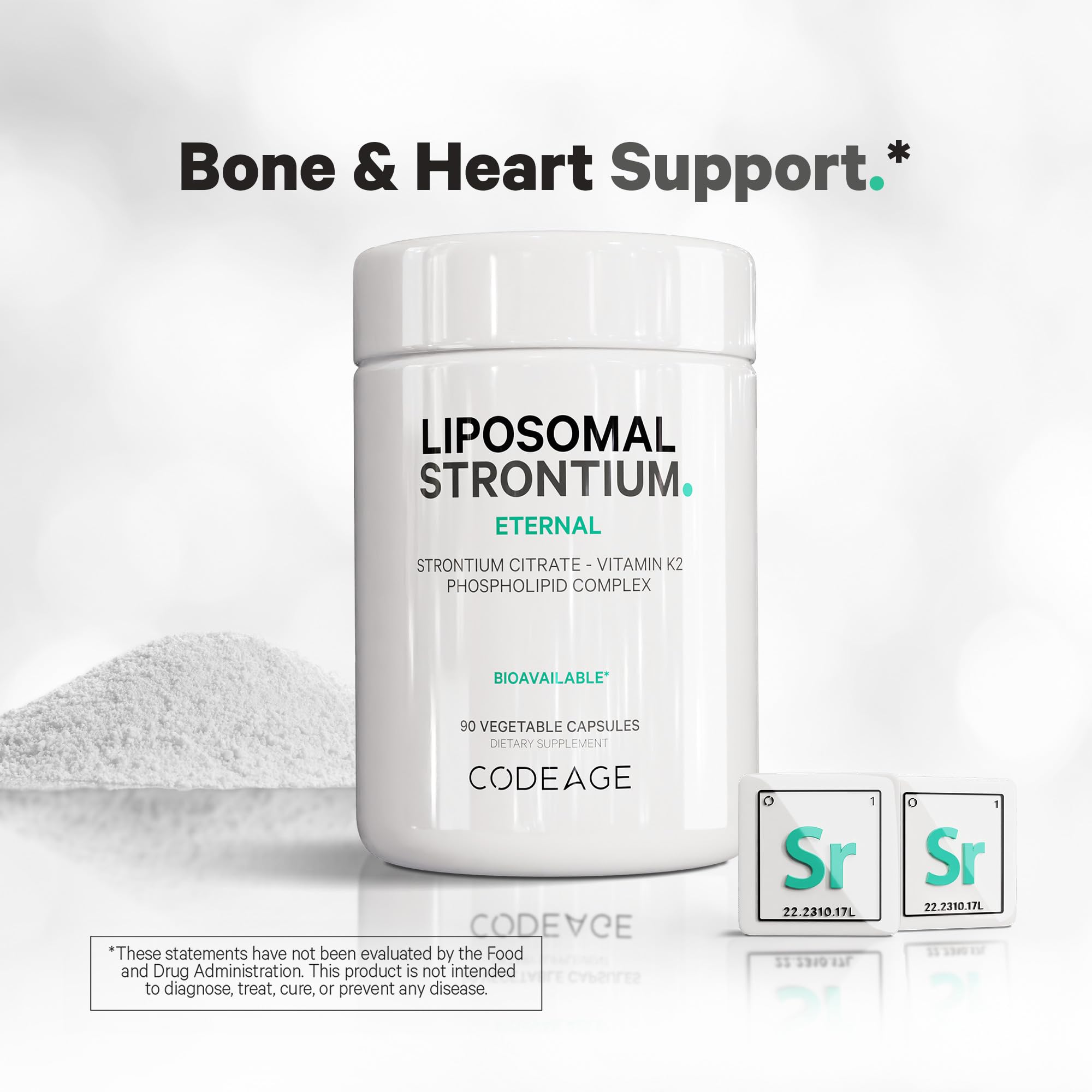 Codeage Liposomal Strontium Supplement - Strontium Citrate, Vitamin K2 MK-7, Liposomal Delivery, Non-GMO, Gluten-Free - 90 Capsules Codeage Au supplements