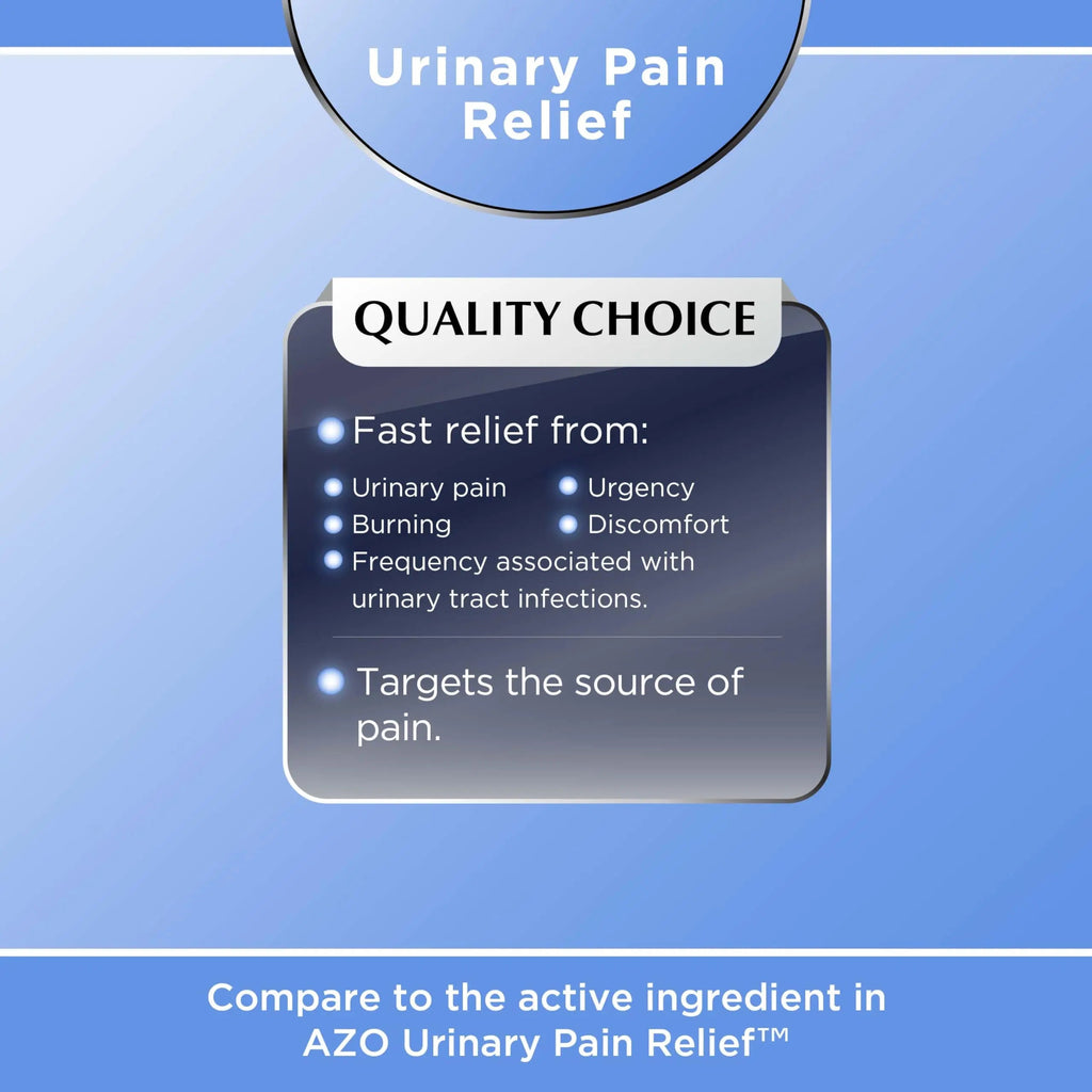 Quality Choice Fast Acting Urinary Pain Relief, Phenazopyridine Hydrochloride 95mg, Relieves UTI Pain, Burning, Frequent Urination, Bladder Discomfort, Urgency. One 30 Tablet Box (30 Total Tablets) Quality Choice Au supplements