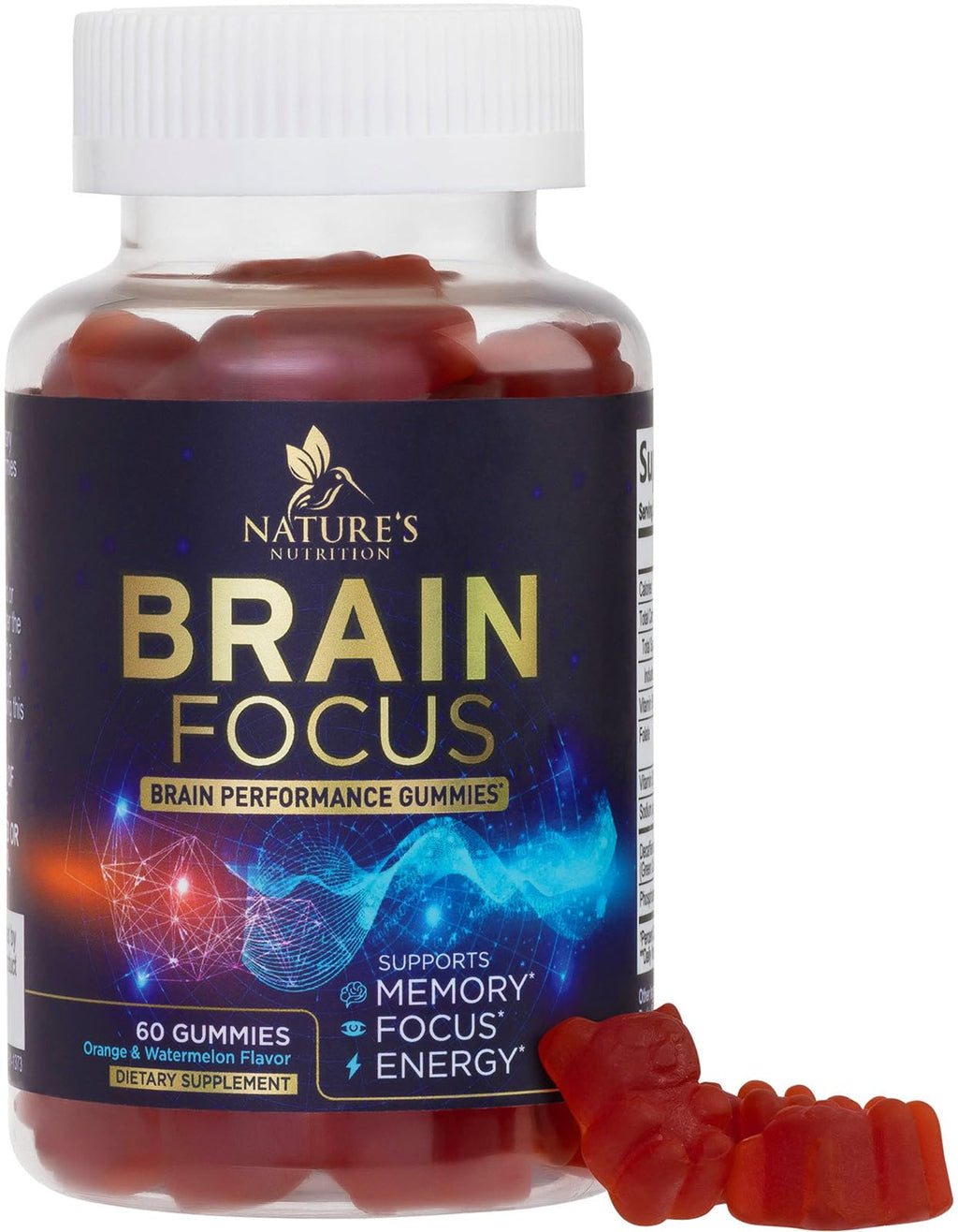 Brain Supplements for Memory and Focus with Phosphatidylserine, Nootropic Memory Supplement Gummy for Brain Health, Concentration, Mental & Cognitive Support, Focus Vitamins with B6 & B12-60 Gummies Nature's Nutrition Au supplements