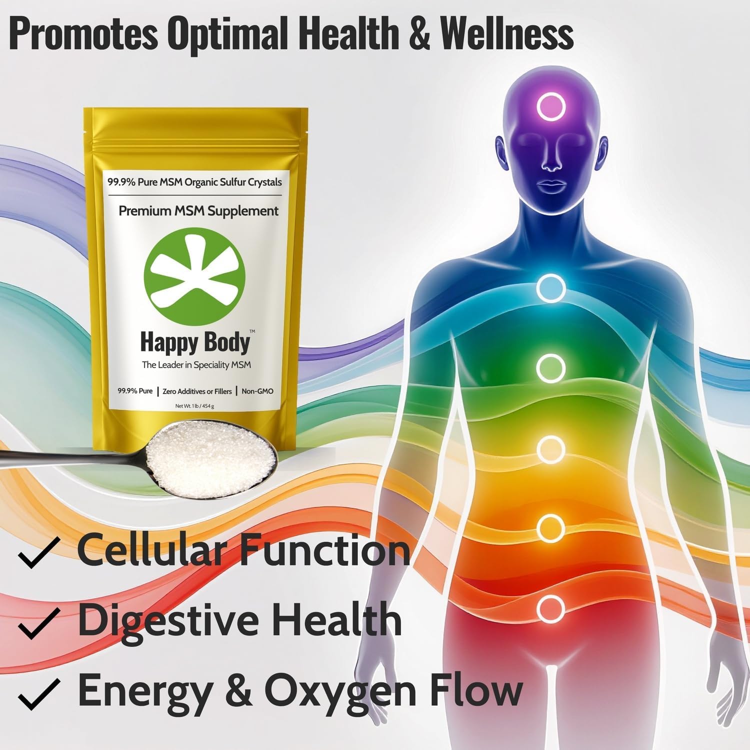 Organic Sulfur Crystals | 99.9% Pure MSM Crystals for Joint Support, Recovery, Hair, Skin & Nails | 90 Servings | 1 lb Bag