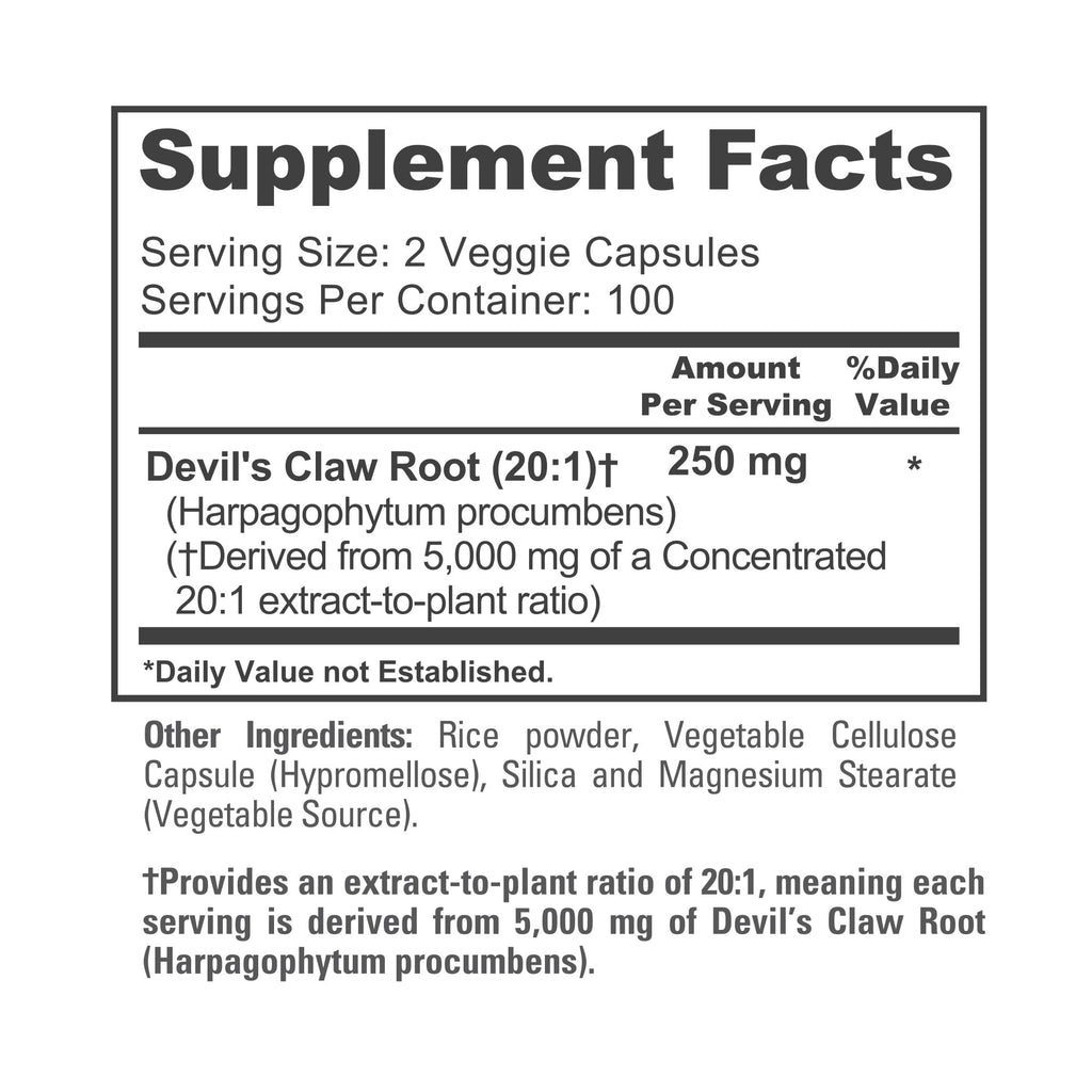 NusaPure Devil's Claw 20:1 Extract, 250 mg Equivalent to 5000mg, 200 Veggie Capsules, Concentrated Root Extract, Devils Claw Herbal Supplement, Non-GMO, Vegan Supplement NusaPure Au supplements