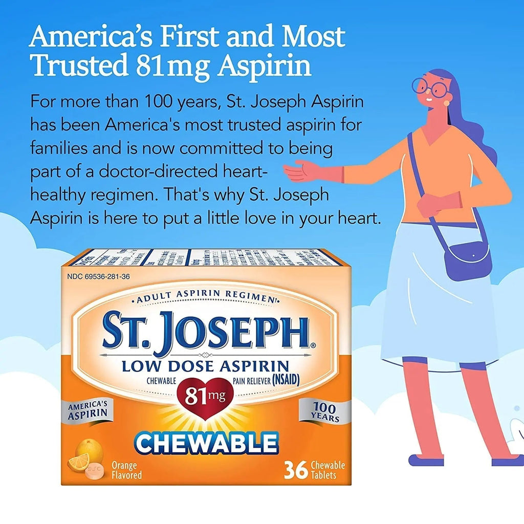 St. Joseph St. Joseph Aspirin Chewable Orange, Orange 36 tabs 81 mg(Pack of 3) St. Joseph Au supplements