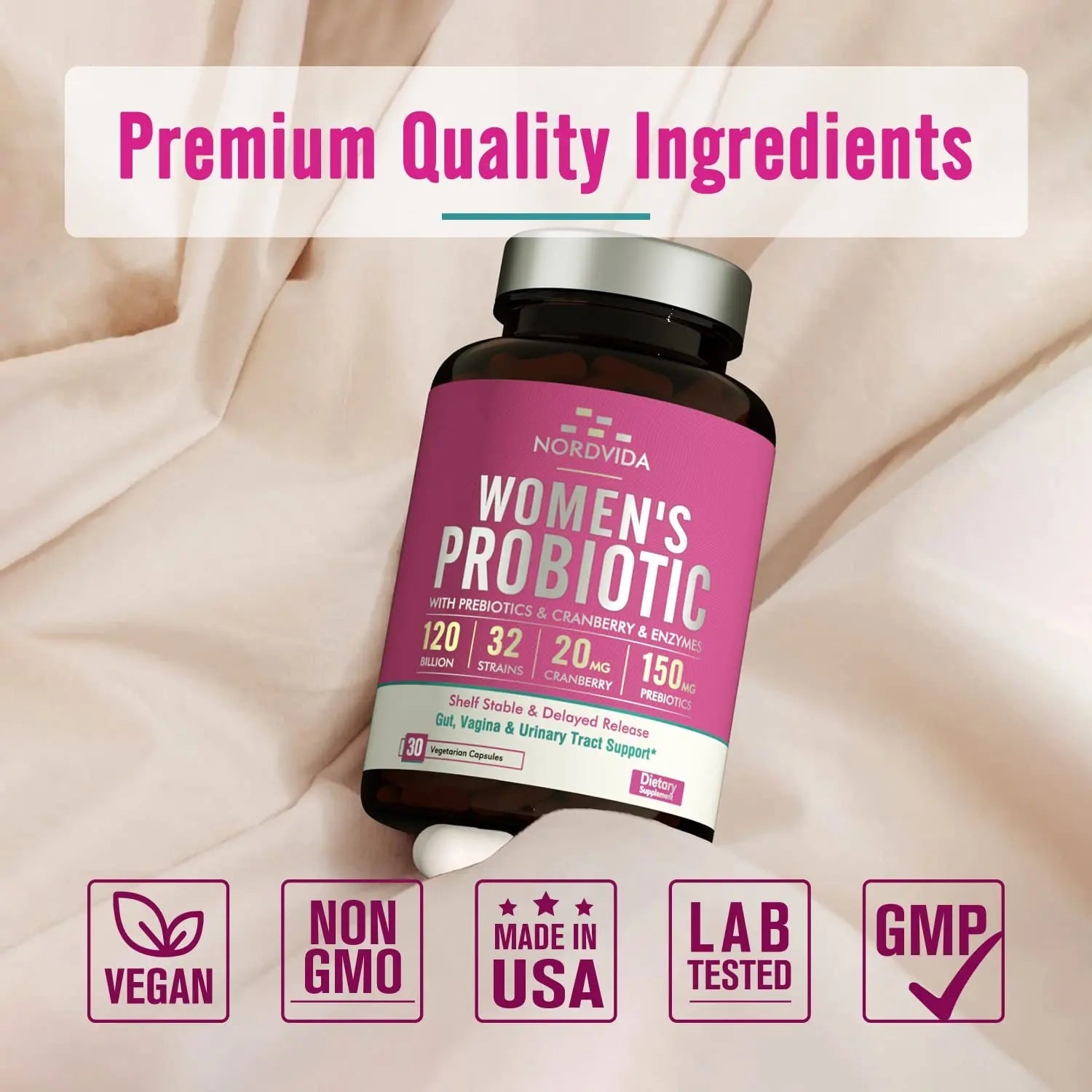 NordVida Women's Probiotic, 120 Billion & 32 Strains, Shelf Stable Probiotic for Gut Nordvida Au supplements