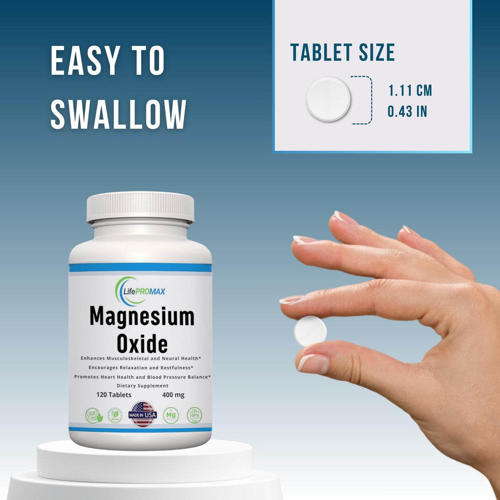 Magnesium 400mg [High Potency] Supplement – Magnesium Oxide for Immune Support, Muscle Recovery, Leg Cramps and Relaxation 120 Tablets LifePROMAX Au supplements