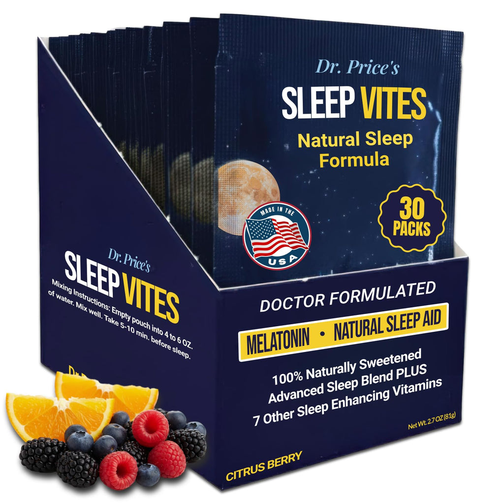Dr. Price’s Natural Sleep Aid Powder – Berry-Citrus, 30 Packs | Sleep Powder Drink Mix with Magnesium, Microdose Melatonin & Tryptophan | Sleep Support for Adults | Doctor-Formulated, Made in USA Dr. Price's Vitamins Au supplements