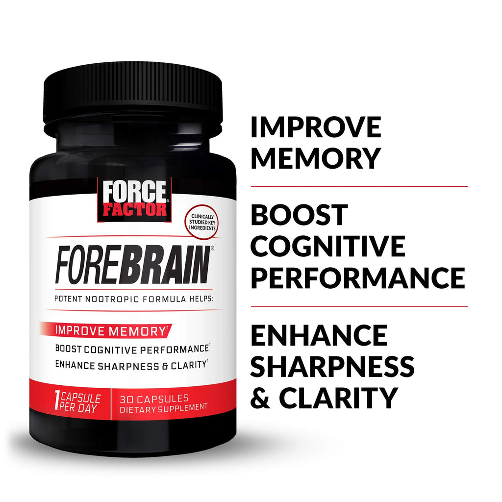 Force Factor Forebrain Nootropic Brain Supplement to Improve Memory, Boost Focus, Increase Mental Energy, and Support Brain Health with Caffeine, Bacopa, and Huperzine A, 30 Capsules Force Factor Au supplements