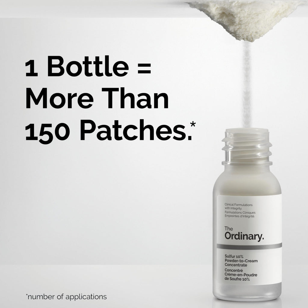 The Ordinary Sulfur 10% Powder-to-Cream Acne Spot Treatment Concentrate, Reduces Pimple Size and Zit Redness, 0.18 Oz