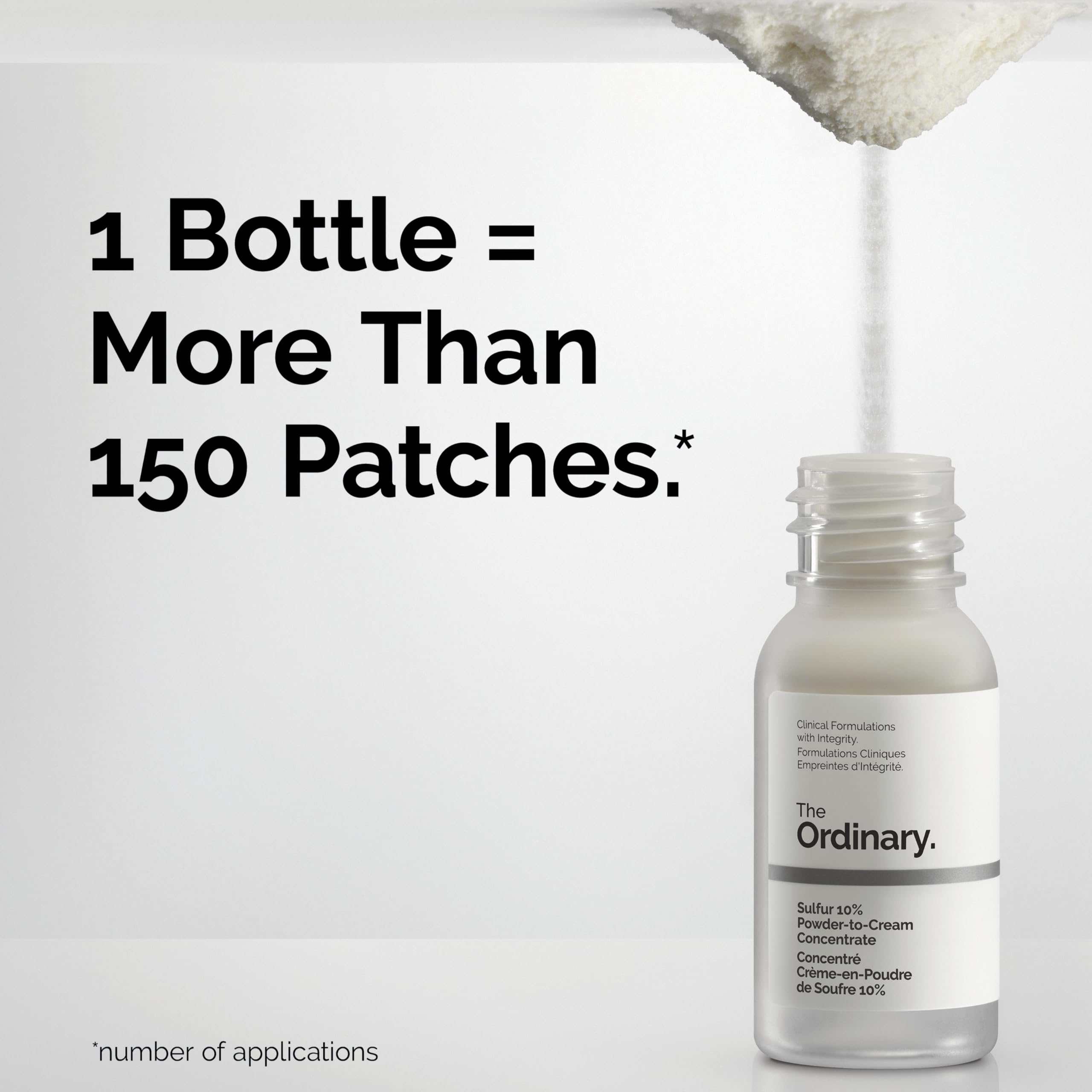 The Ordinary Sulfur 10% Powder-to-Cream Acne Spot Treatment Concentrate, Reduces Pimple Size and Zit Redness, 0.18 Oz