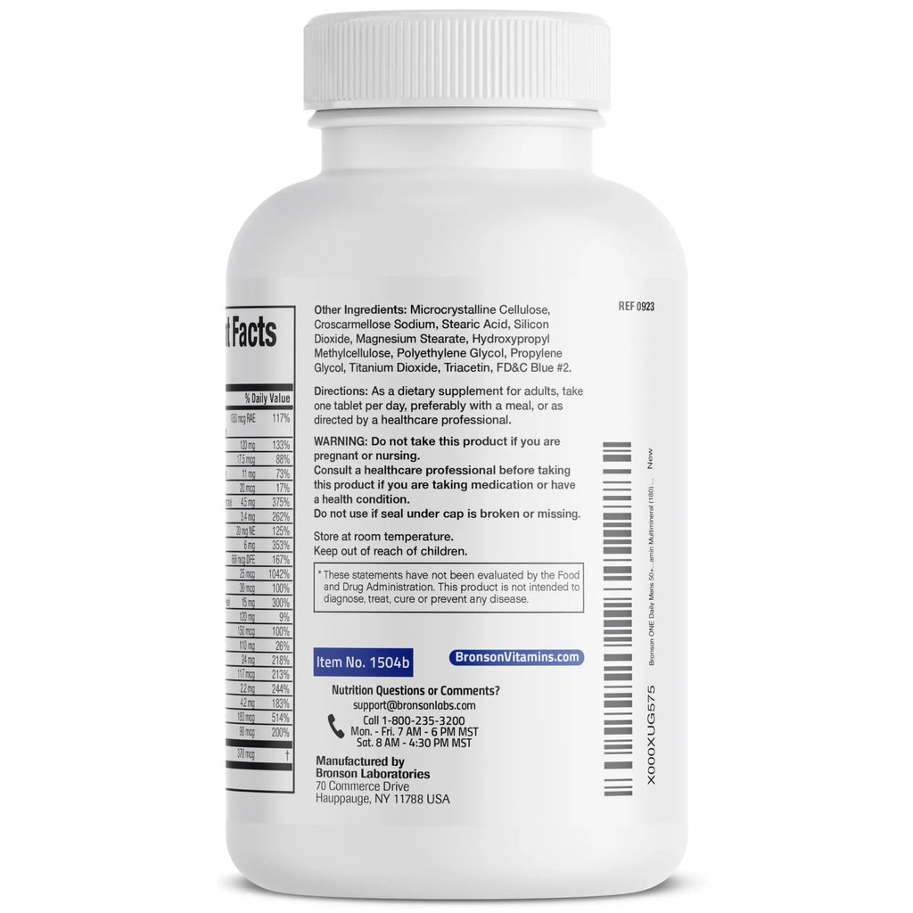 Bronson ONE Daily Mens 50+ Complete Multivitamin Multimineral, 180 Tablets Bronson Au supplements
