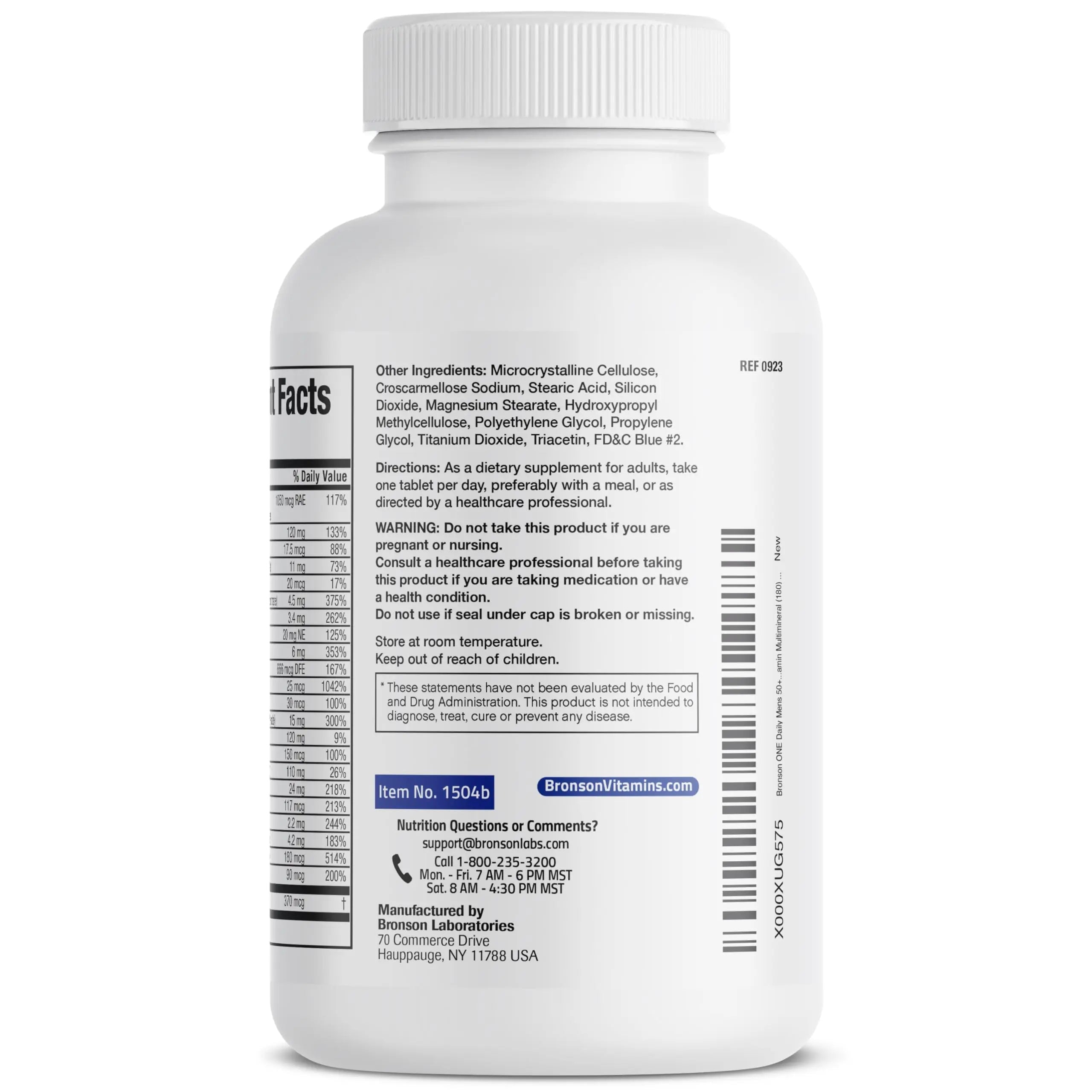 Bronson ONE Daily Mens 50+ Complete Multivitamin Multimineral, 180 Tablets Bronson Au supplements