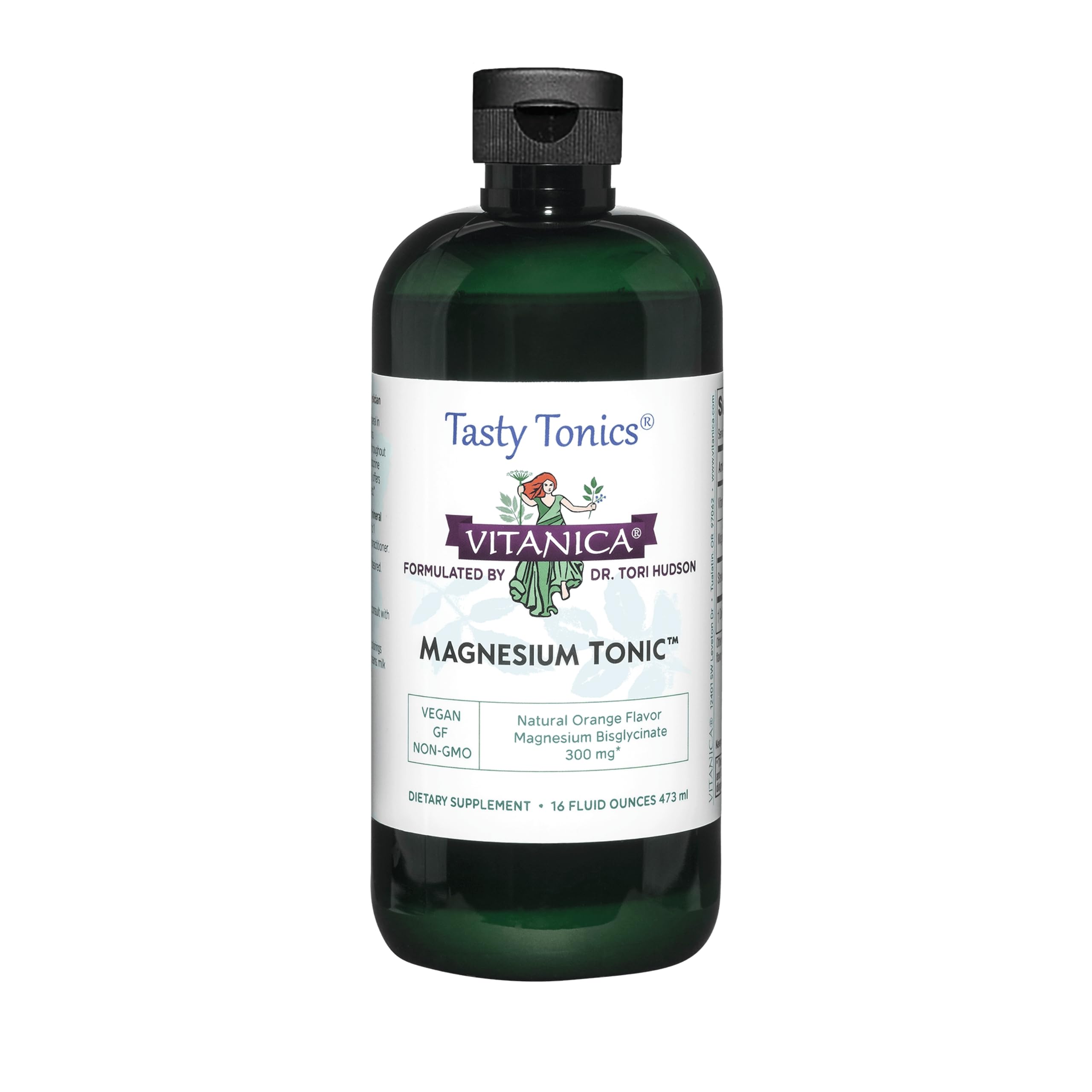 Vitanica Magnesium Tonic, Liquid Magnesium Bisglycinate Chelate 300 mg with Vitamin B6, Dr Formulated Supplement, Orange Flavor, Vegan, Gluten Free and Non-GMO,16 fl oz Vitanica Au supplements