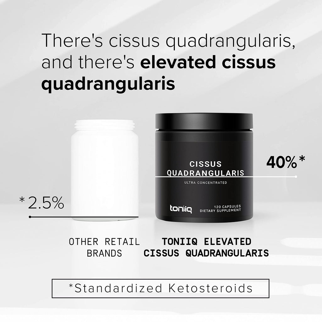 Toniiq Cissus Quadrangularis Capsules - Min. 40% Ketosteroids - Ultra High Strength Tendon and Joint Support Supplement - 1200mg Concentrated Cissus Extract - Wild Harvested in India - 120 Caps Toniiq Au supplements