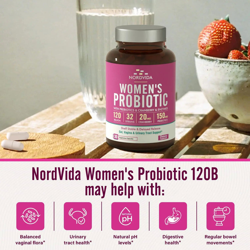 NordVida Women's Probiotic, 120 Billion & 32 Strains, Shelf Stable Probiotic for Gut Nordvida Au supplements
