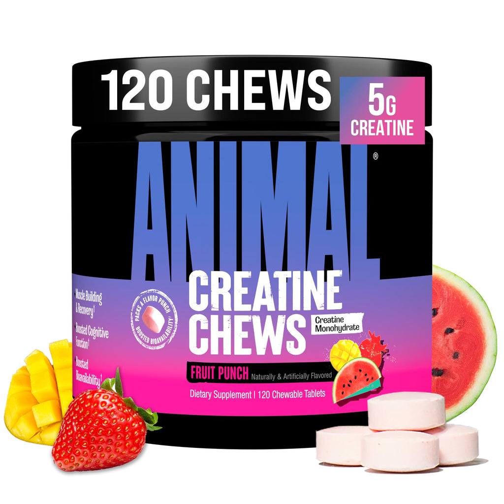 Animal Creatine Chews Tablets - Enhanced Creatine Monohydrate with AstraGin to Improve Absorption, Sea Salt for Added Pumps