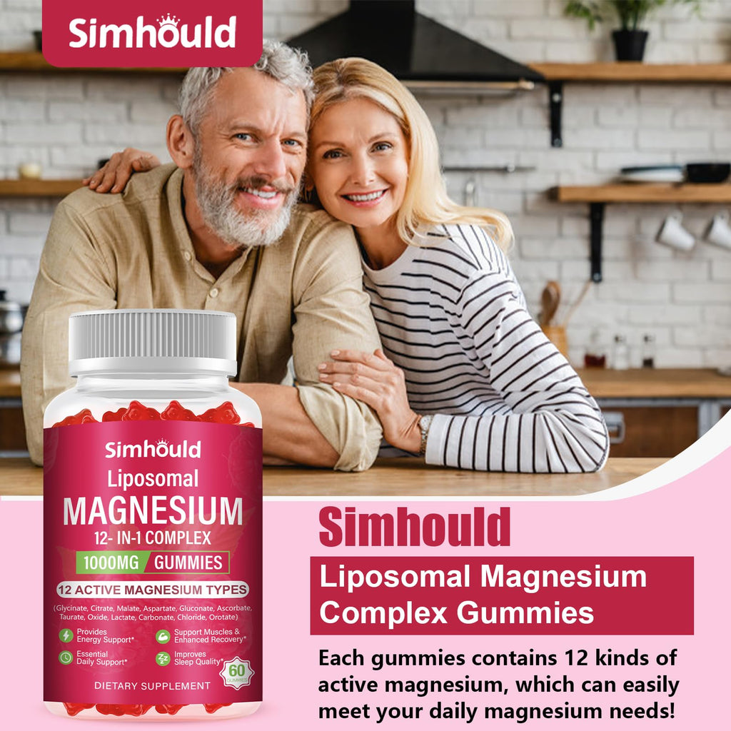 2 Packs Liposomal Magnesium Complex Gummies-as 12 Forms of Magnesium Citrate,Glycinate,Malate,Oxide,and More with Vitamin D3, B6,C, Ashwagandha & CoQ10 for Women and Men