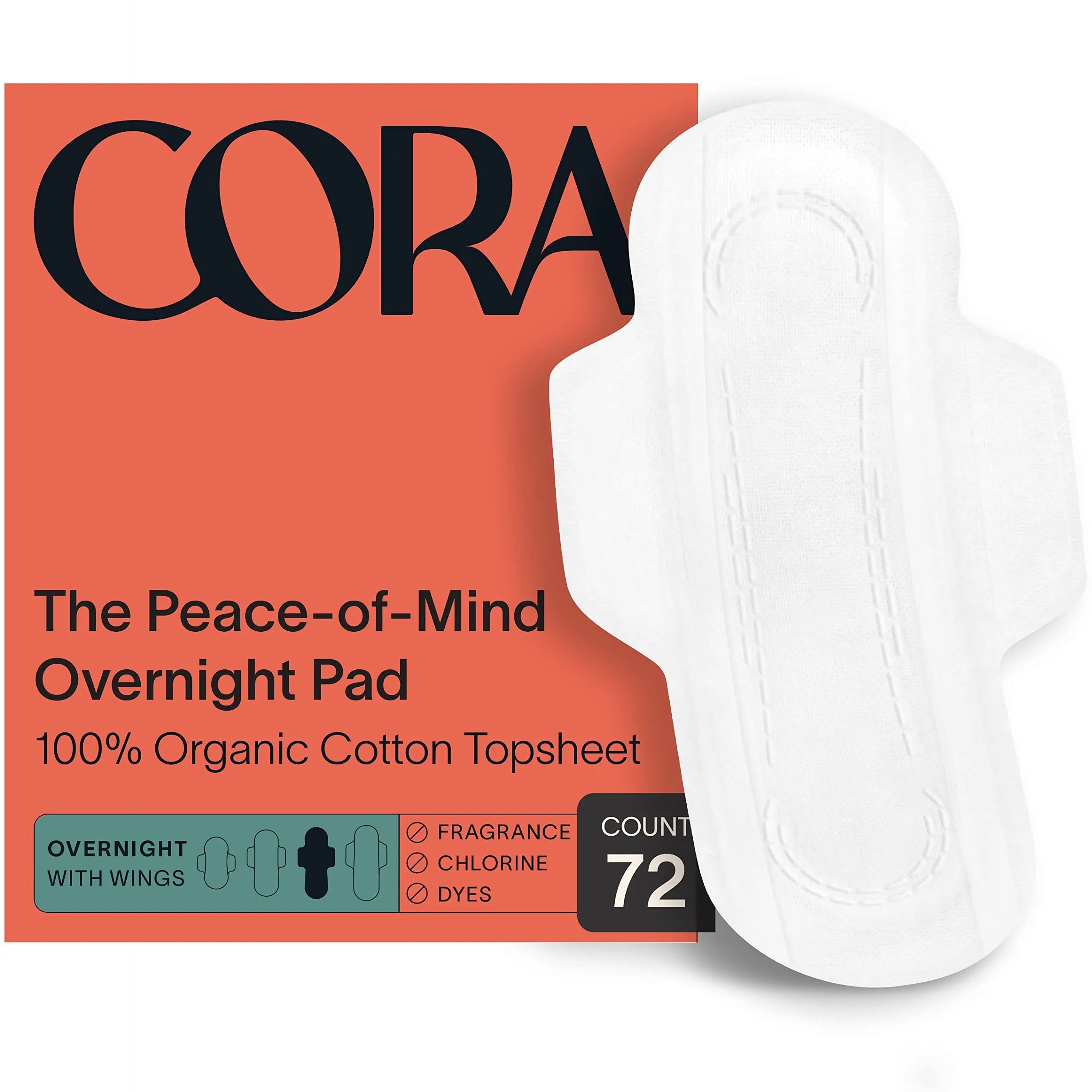 Cora Organic Pads | Ultra Thin Period Pads with Wings | Overnight Absorbency | Ultra-Absorbent Cora Au supplements