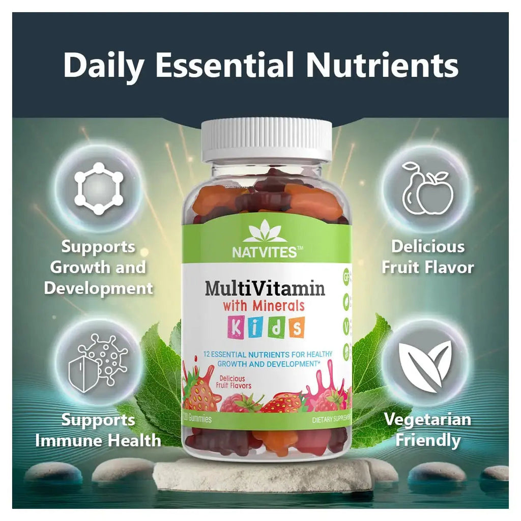 Natvites Complete Kids Multivitamin Gummies – 120 Count of Essential Daily Vitamins & Minerals for Immune Support, Focus, & Growth Natvites Au supplements