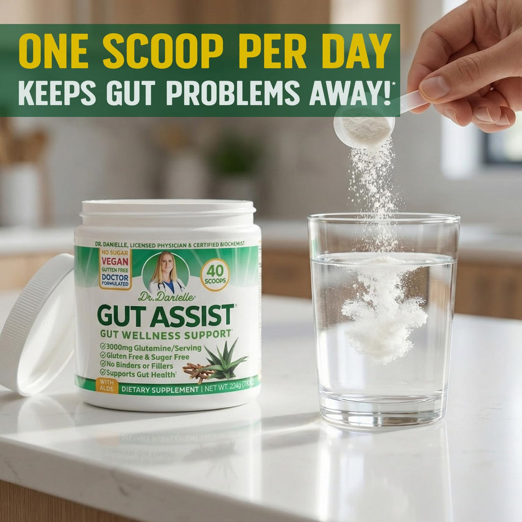 Leaky Gut Support Powder | L-Glutamine Gut Lining Digestive Drink Mix | Gluten-Free Doctor Crafted Botanical Formula | Gut Assist by Dr. Danielle