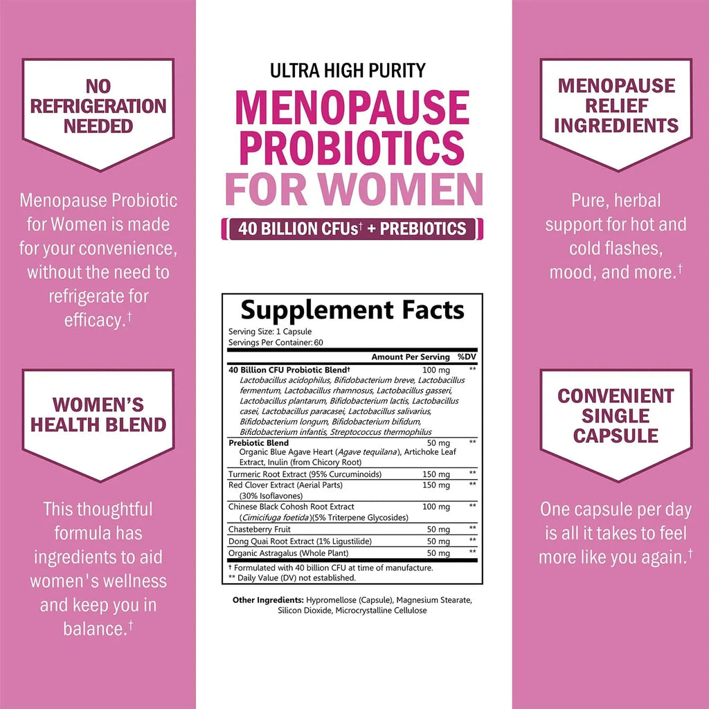 Menopause Support Probiotics for Women - Unique Menopause Relief for Hot Flashes BioSchwartz Au supplements