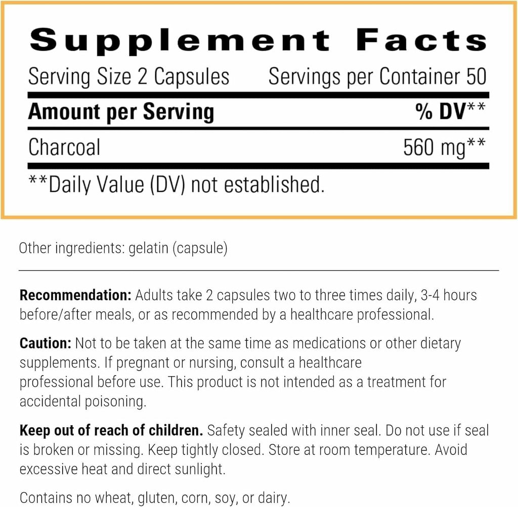 Integrative Therapeutics Activated Charcoal - Digestive & Gut Health Supplement - Effective Gastrointestinal Support - Gluten-Free & Dairy-Free