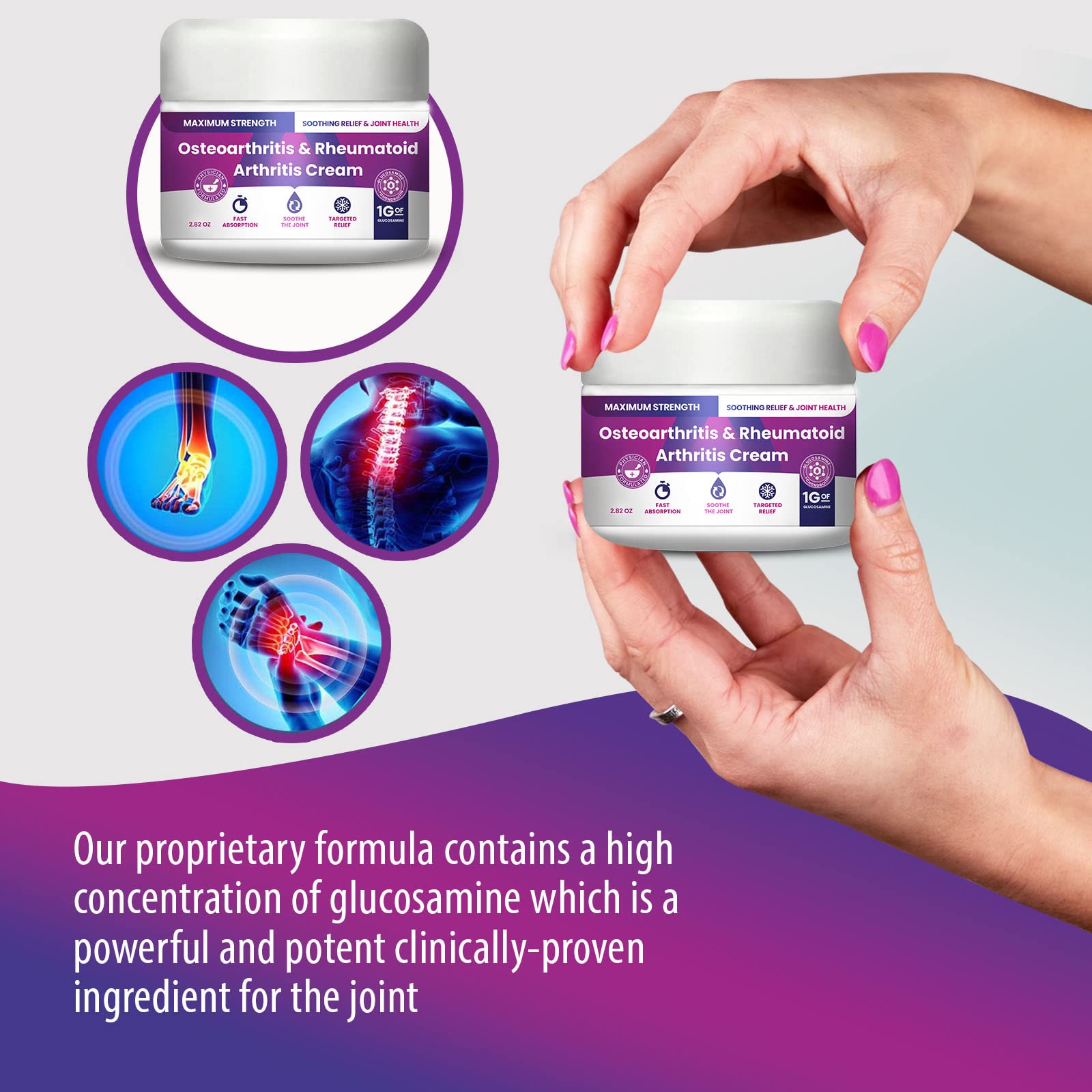 Osteoarthritis And Rhematoid Arthritis Cream By PMT – Soothing Relief For Your Knees and Hands. Includes 1 Gram Of Glucosamine; Arnica, Arginine, Glucosamine, Aloe - Cooling relief for Hands and Knees M PAIN MANAGEMENT TECHNOLOGIES Au supplements