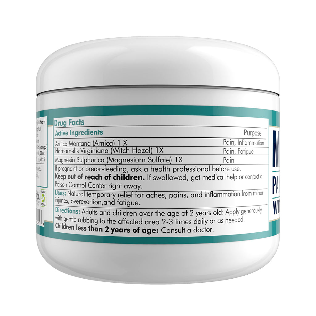 MARS WELLNESS MG+ Hemp Pain Cream (4 oz) - Maximum Strength Arnica & Magnesium Cream for Sore Legs, Joints & Muscle Cramps - Unisex Adults MARS WELLNESS Au supplements