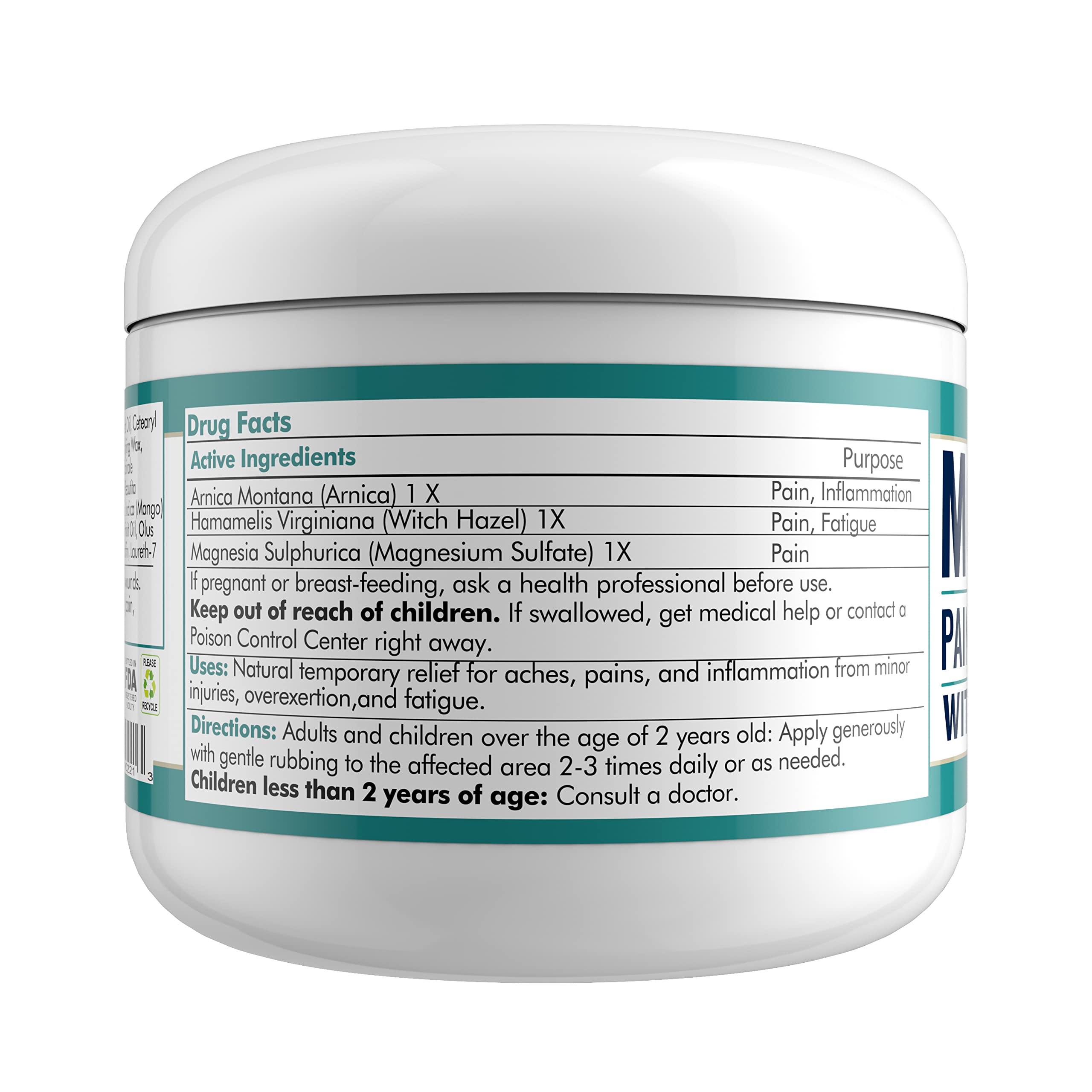 MARS WELLNESS MG+ Hemp Pain Cream (4 oz) - Maximum Strength Arnica & Magnesium Cream for Sore Legs, Joints & Muscle Cramps - Unisex Adults MARS WELLNESS Au supplements