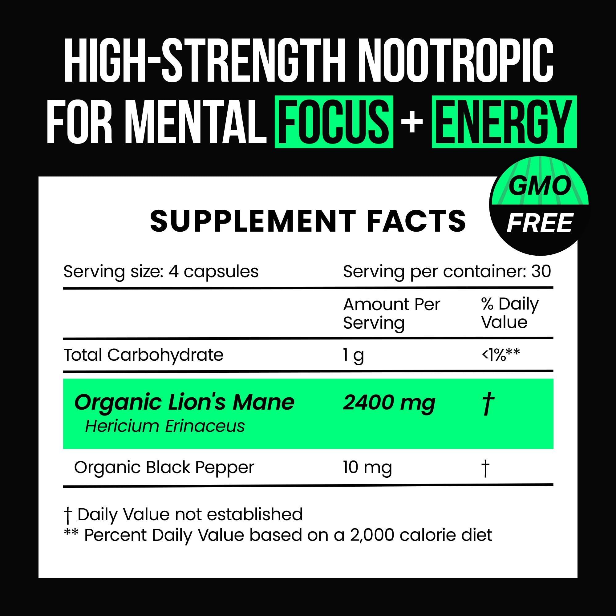 VitaRaw Organic Lions Mane Supplement Capsules 2400 mg - Powerful Nootropic - Helps Maintain Memory, Energy, and Mental Clarity - Vegan Brain Booster Focus Pills - Real Lion's Mane Supplement VitaRaw Au supplements