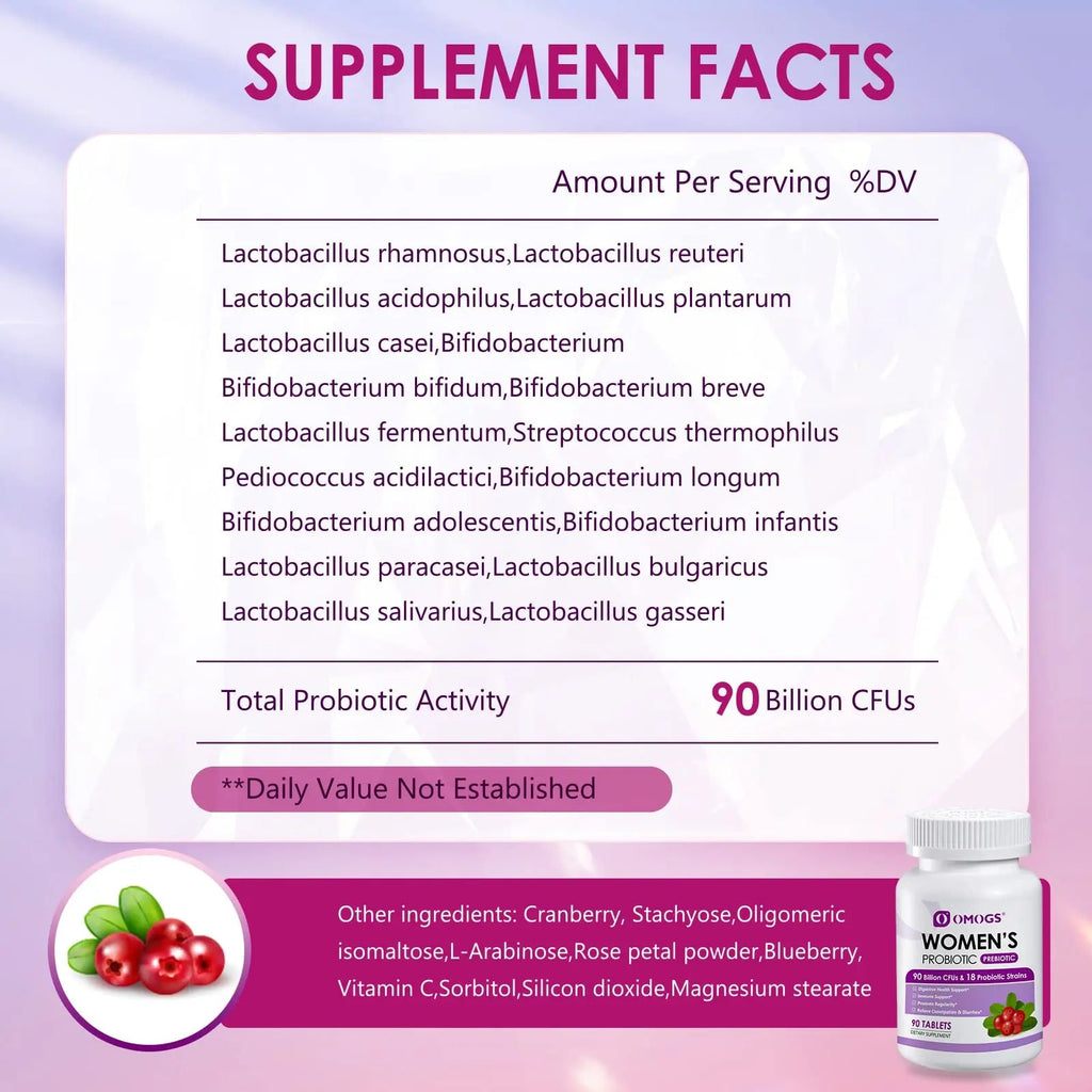 OMOGS Women's Probiotic,with Cranberry Extract and Organic Prebiotics,90 Billion CFUs OMOGS Au supplements