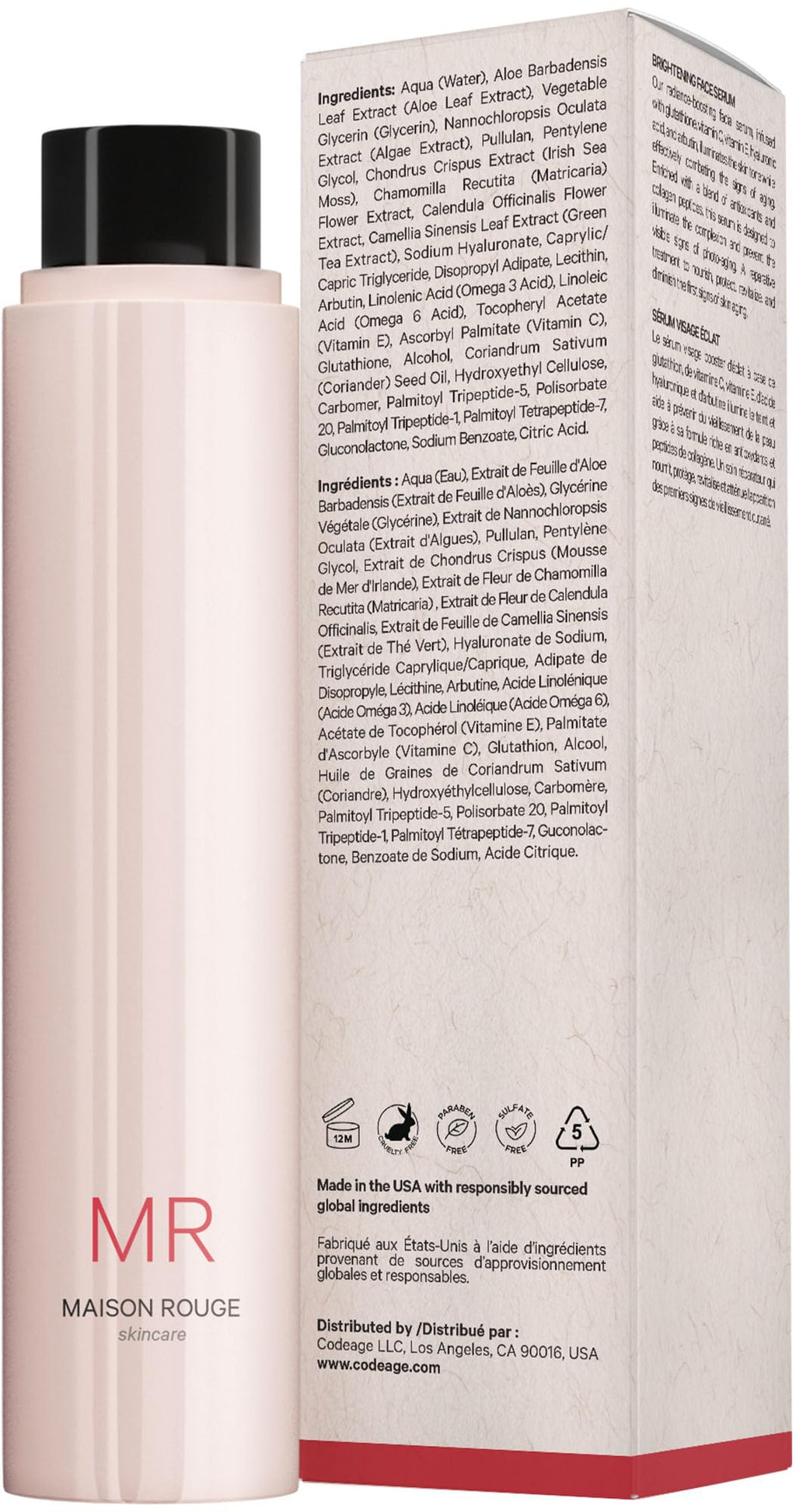 Maison Rouge Brightening Face Serum Refill by Codeage – Glutathione, Vitamin C, E, Hyaluronic Acid & Collagen – Radiance & Antioxidant Support – Paraben-Free – For All Skin Types – 1.7 fl oz Codeage Au supplements