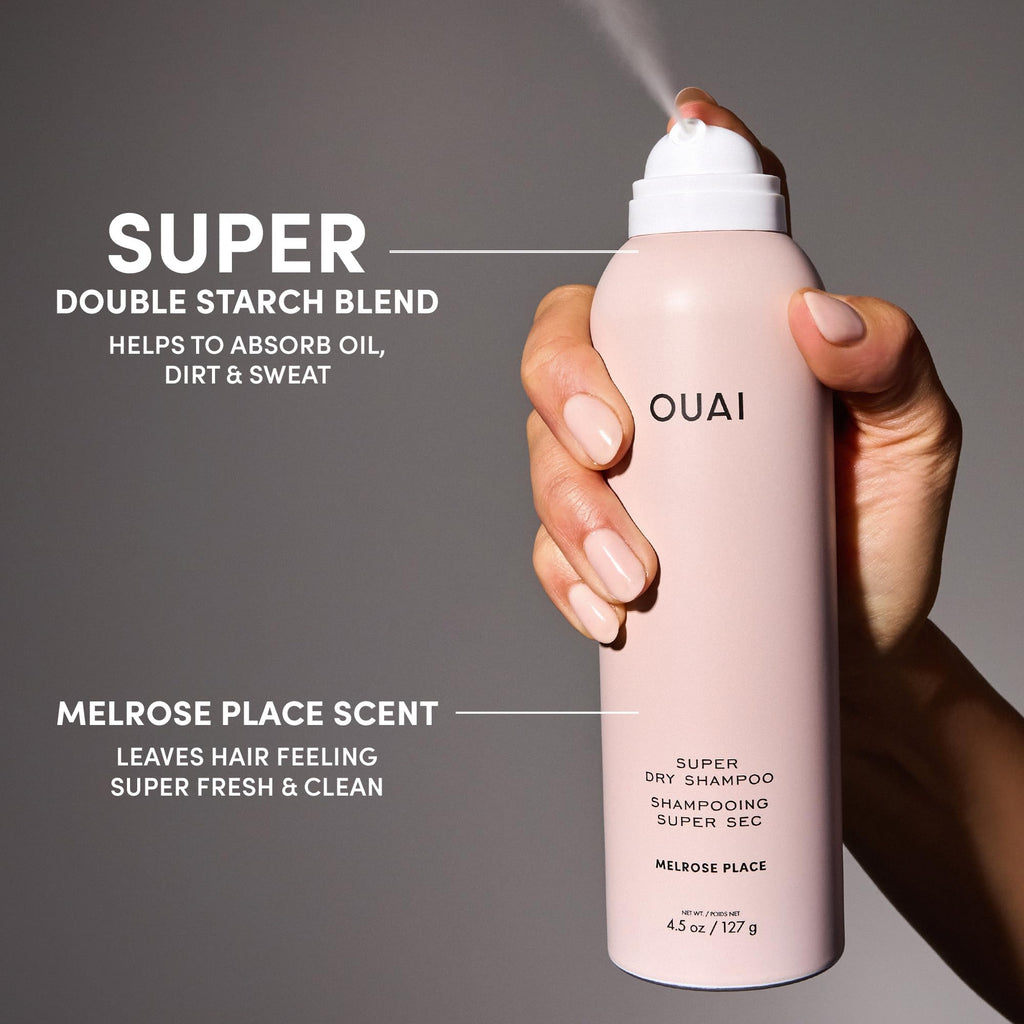 OUAI Super Travel Size Dry Shampoo - Volumizing Dry Shampoo - Absorbs Oil, Dirt & Sweat - Blends Seamlessly into Hair with Zero Residue & Enriched with a Long-Lasting Scent - Melrose Place (2 oz) OUAI Au supplements