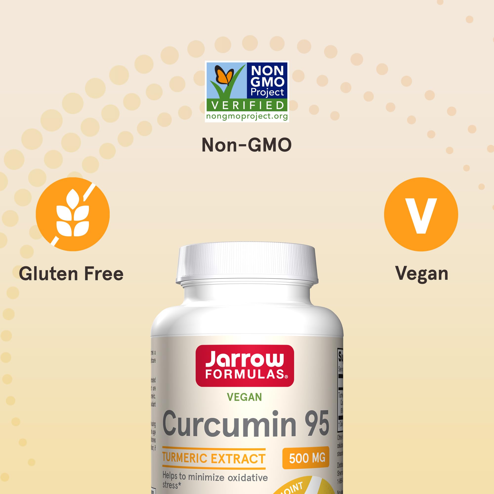 Jarrow Formulas Curcumin 95 Supplement - Turmeric Extract Supplement, 500 mg for Antioxidant & Joint Support, 120 Capsules