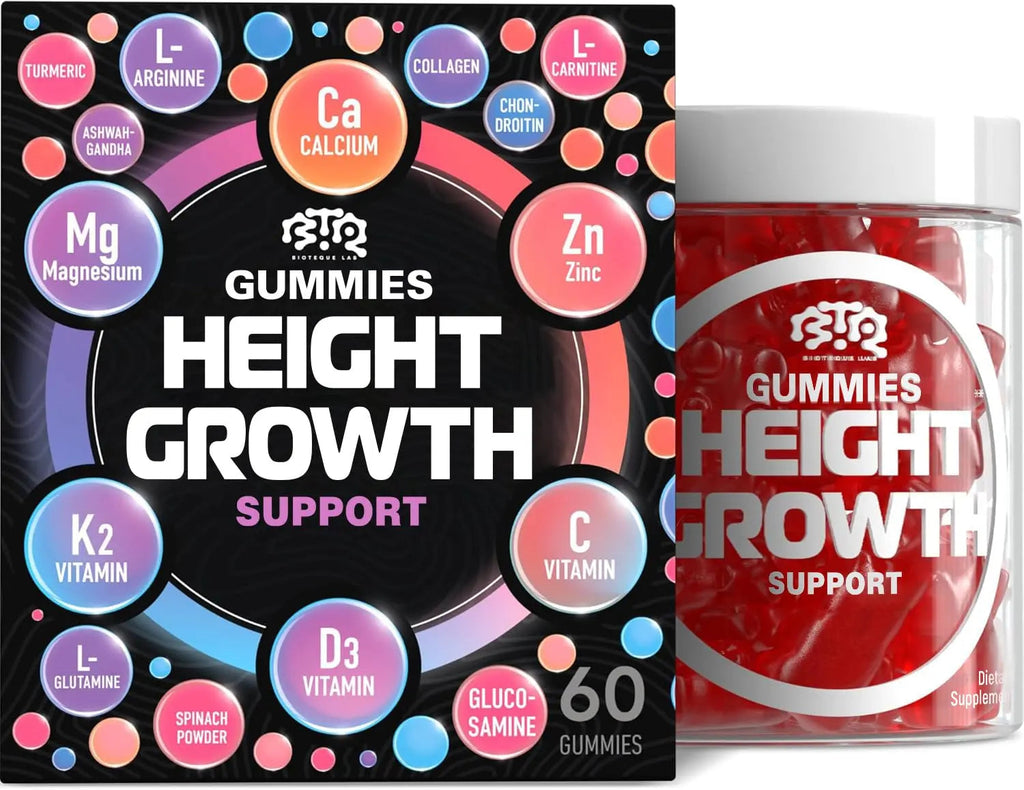 BIOTEQUELAB Height Growth Increase Gummies Vitamins, Grow Tall Supplement, Calcium, Magnesium, Zinc, Ashwagandha, BTQ BIOTEQUE LAB Au supplements