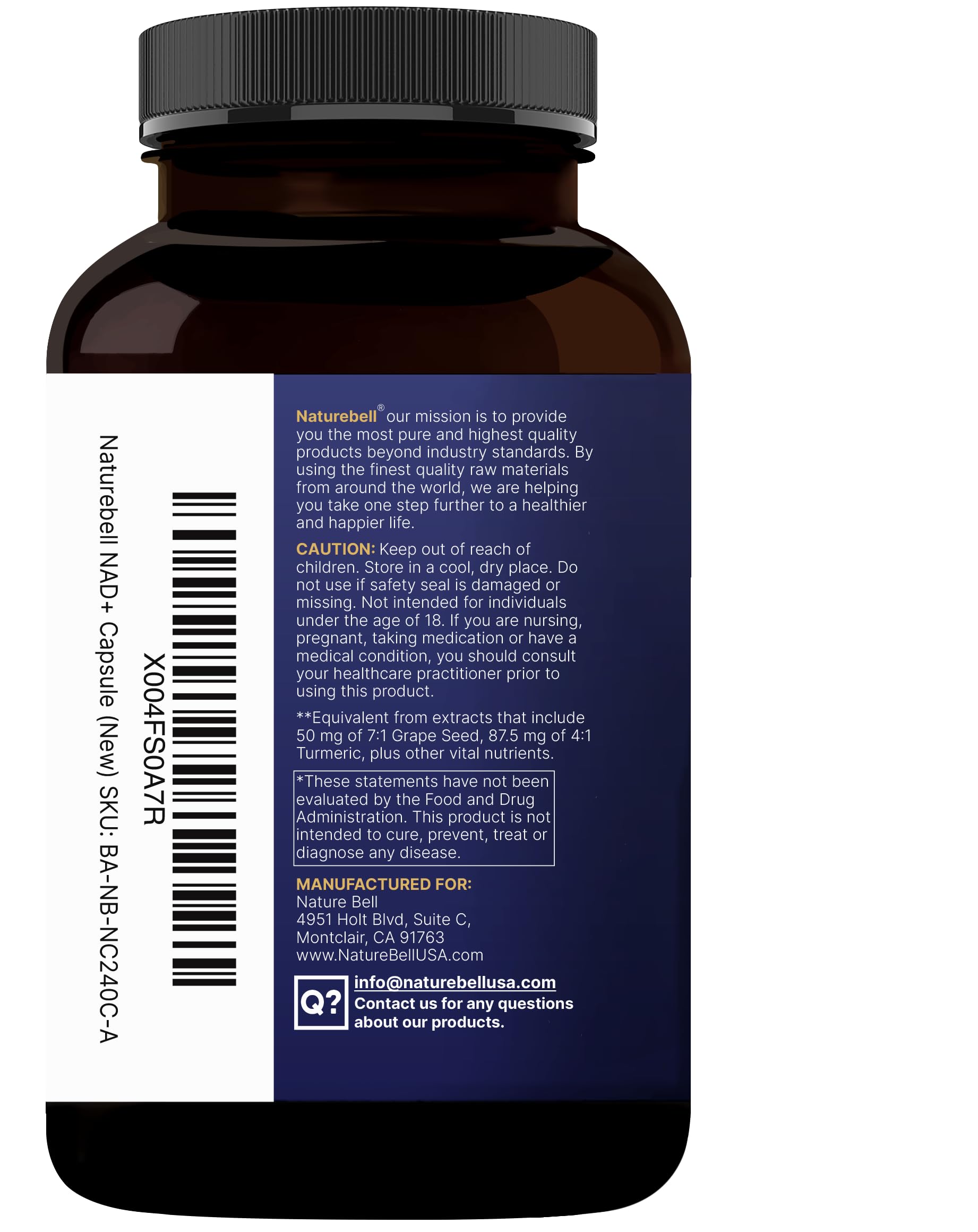 NatureBell NAD+ Complex 1,500mg Per Serving, 240 Veggie Capsules | NMN Supplement Alternative | NAD Plus Resveratrol, Hyaluronic Acid, Quercetin, Fisetin, Collagen, & More – Non-GMO NatureBell Au supplements