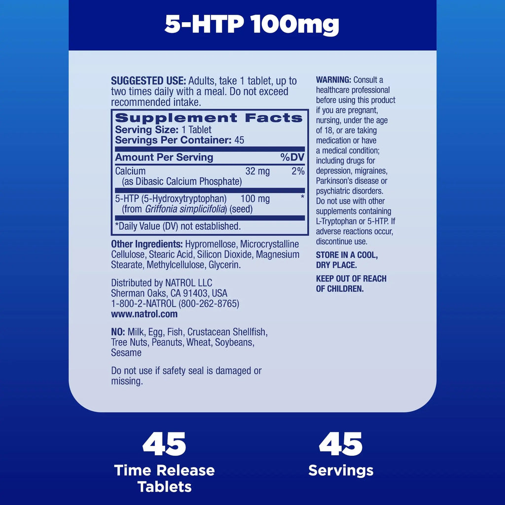 Natrol 5-HTP 100mg, Dietary Supplement Helps Support a Balanced Mood, 90 Time Natrol Au supplements