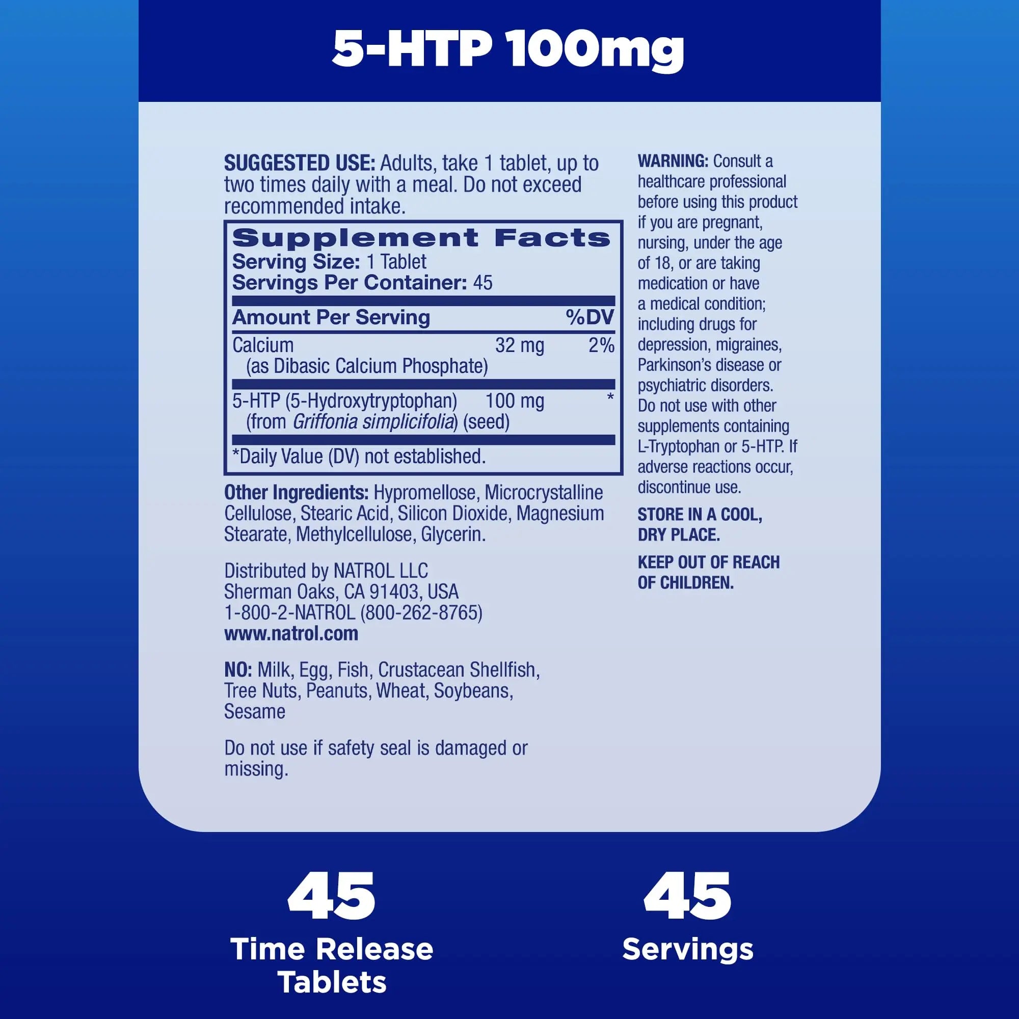 Natrol 5-HTP 100mg, Dietary Supplement Helps Support a Balanced Mood, 90 Time Natrol Au supplements