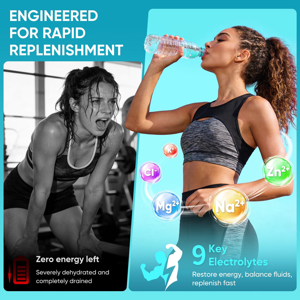 JYNOREX Electrolytes Powder Packets Sugar Free, 30 Sticks High Sodium Hydration Packets, Electrolyte Drink Mix with Lemon Lime Watermelon Peach Berry Kiwi
