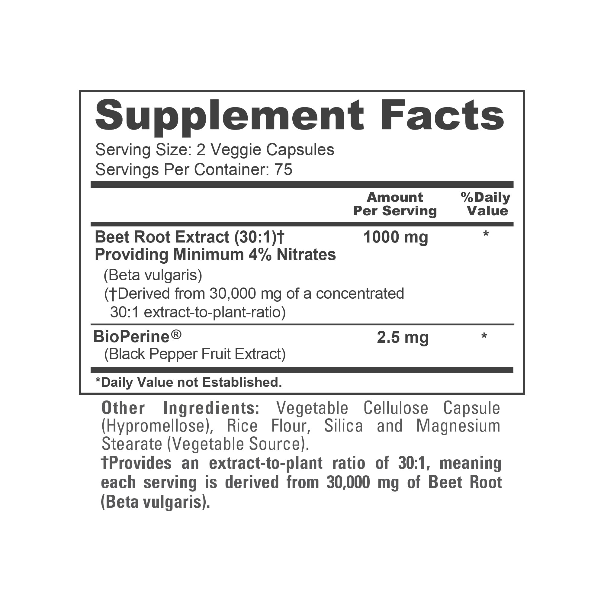 NusaPure Beet Root 30:1 Extract, 1000 mg Equivalent to 30,000 mg 150 Veggie caps (Vegan, Non-GMO & Vegan 4% Nitrates) Bioperine NusaPure Au supplements
