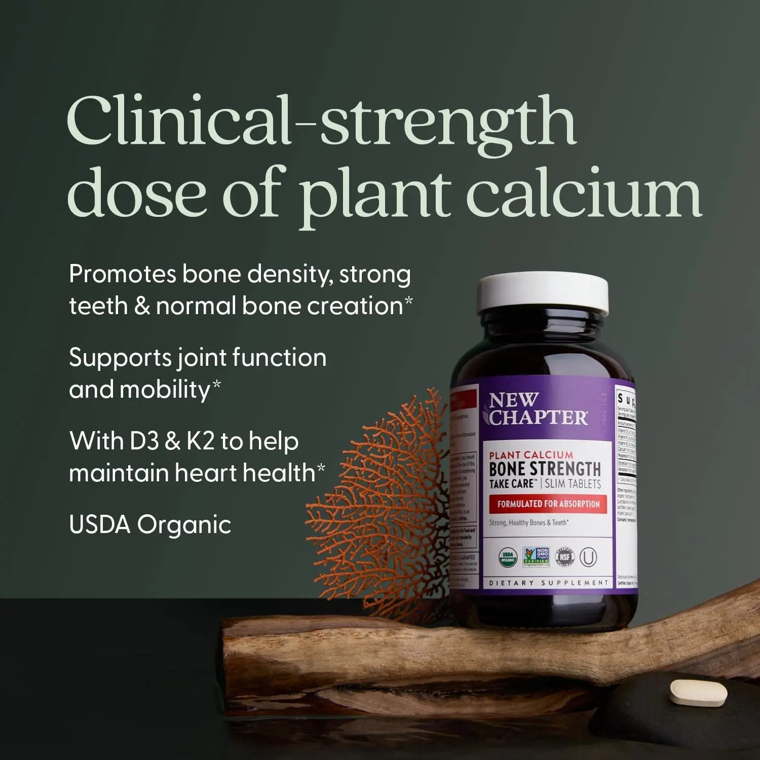 New Chapter Calcium Supplement - Bone Strength Plant-Based USDA Organic Calcium with Magnesium, Vitamin D3+K2, for Bone Health & Joint Mobility, Heart Support New Chapter Au supplements