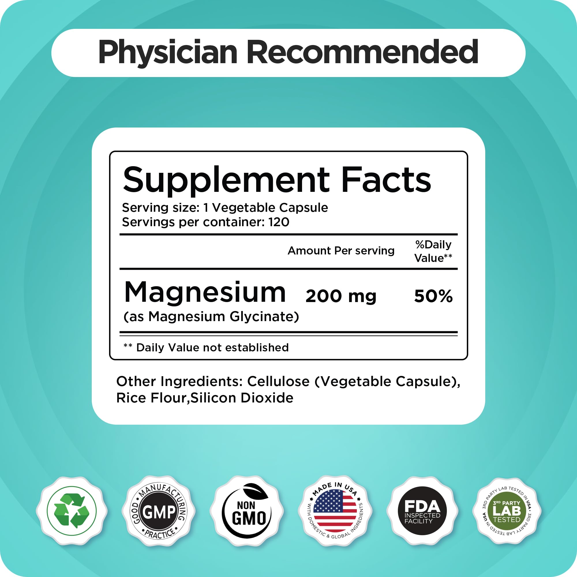 Magnesium Bisglycinate 200mg - High Absorption Chelated Magnesium Supplement - Gentle on Stomach, Non-GMO, Gluten-Free, Supports Sleep, Muscle Cramps & Positive Mood - 120 Vegan Capsules Balancebreens Au supplements