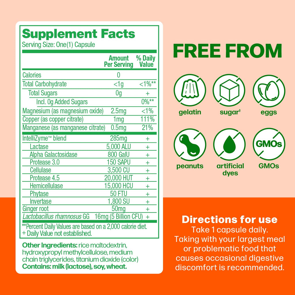 Culturelle Bloating & Gas Defense, Digestive Enzymes & Probiotics for Digestive Health, 30 Capsules, Supports Occasional Indigestion & Discomfort Culturelle Au supplements