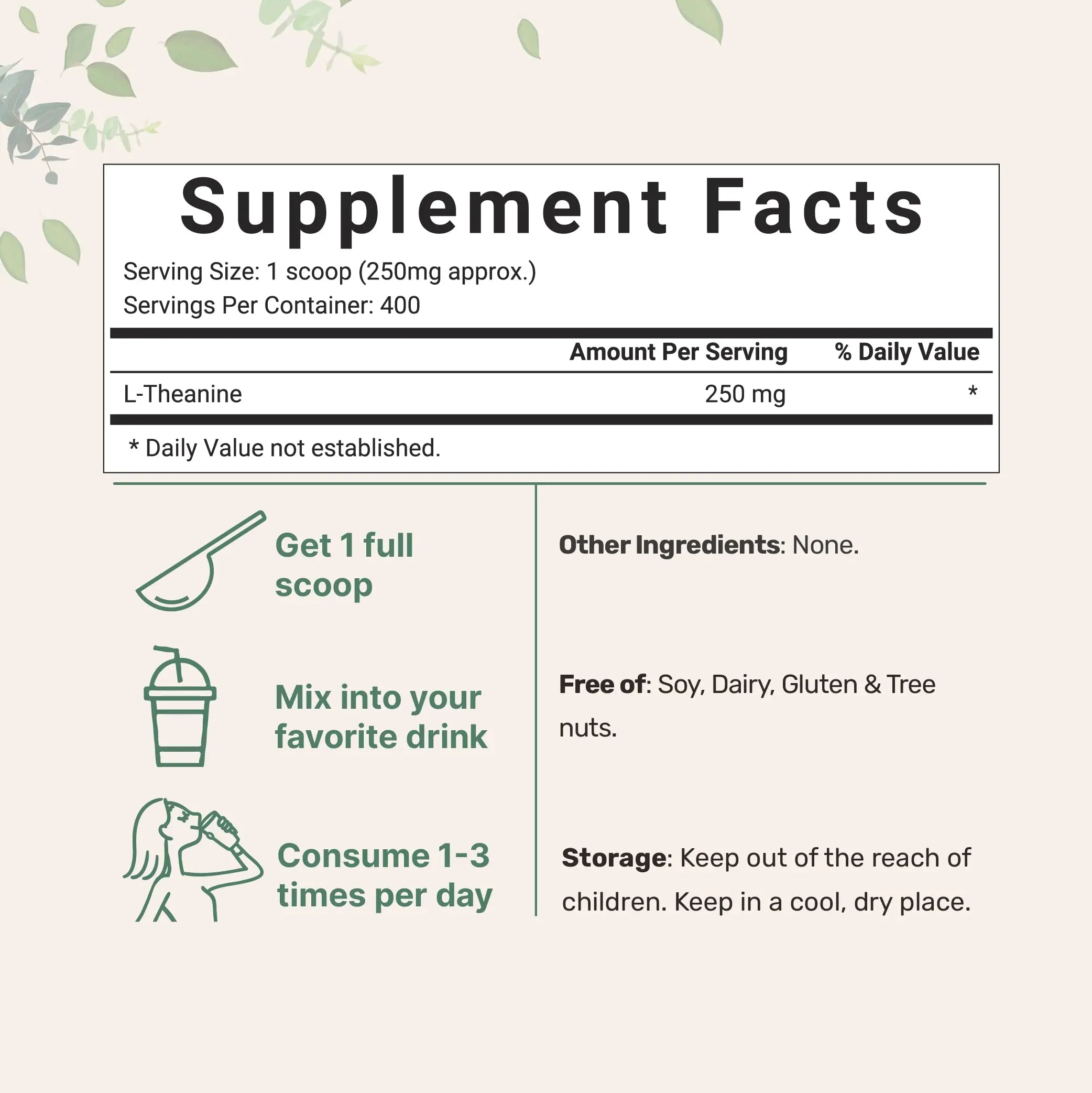 Pure L-Theanine Powder, 100 Grams (1 Year Supply), Filler Free, No GMOs and Vegan Micro Ingredients Au supplements