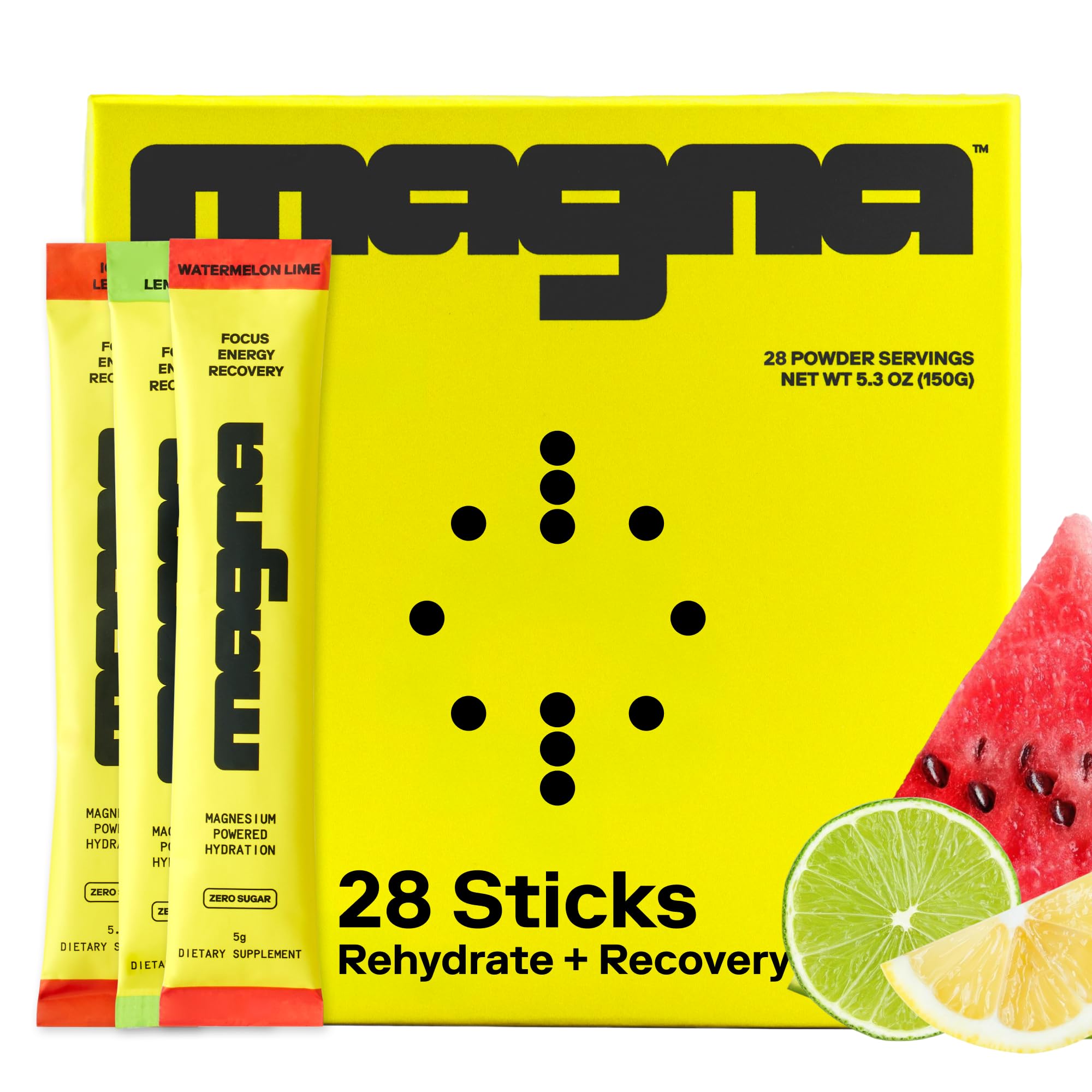 MAGNA Electrolytes Powder Drink Mix for Hydration, Energy & Focus Support with Magnesium L Threonate (28 Servings, Variety)