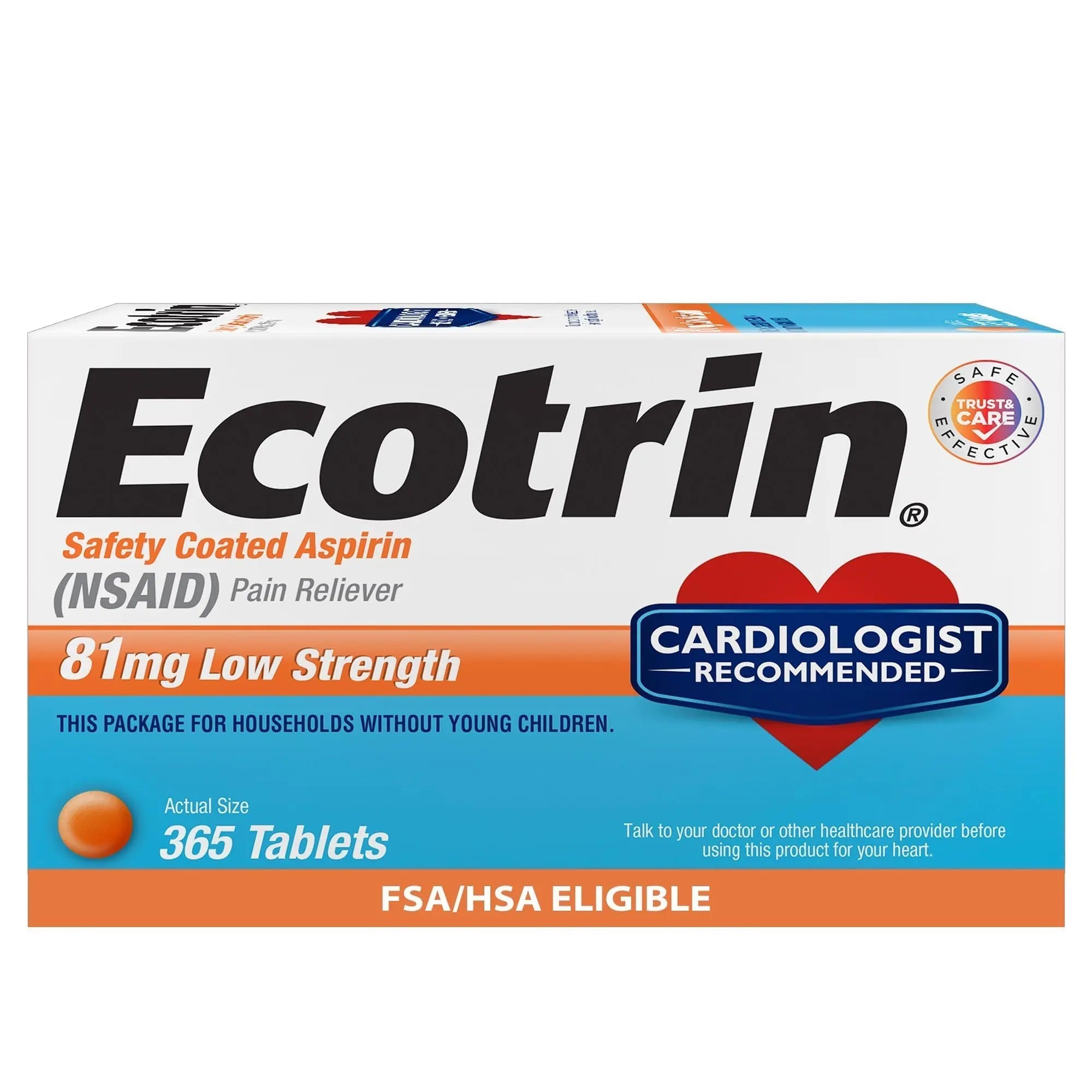 Ecotrin Low Strength Aspirin Arthritis Pain Relief, Safety Coated 81mg Aspirin Tablets for Arthritis, Toothache & Headache Relief, 365 Count Ecotrin Au supplements