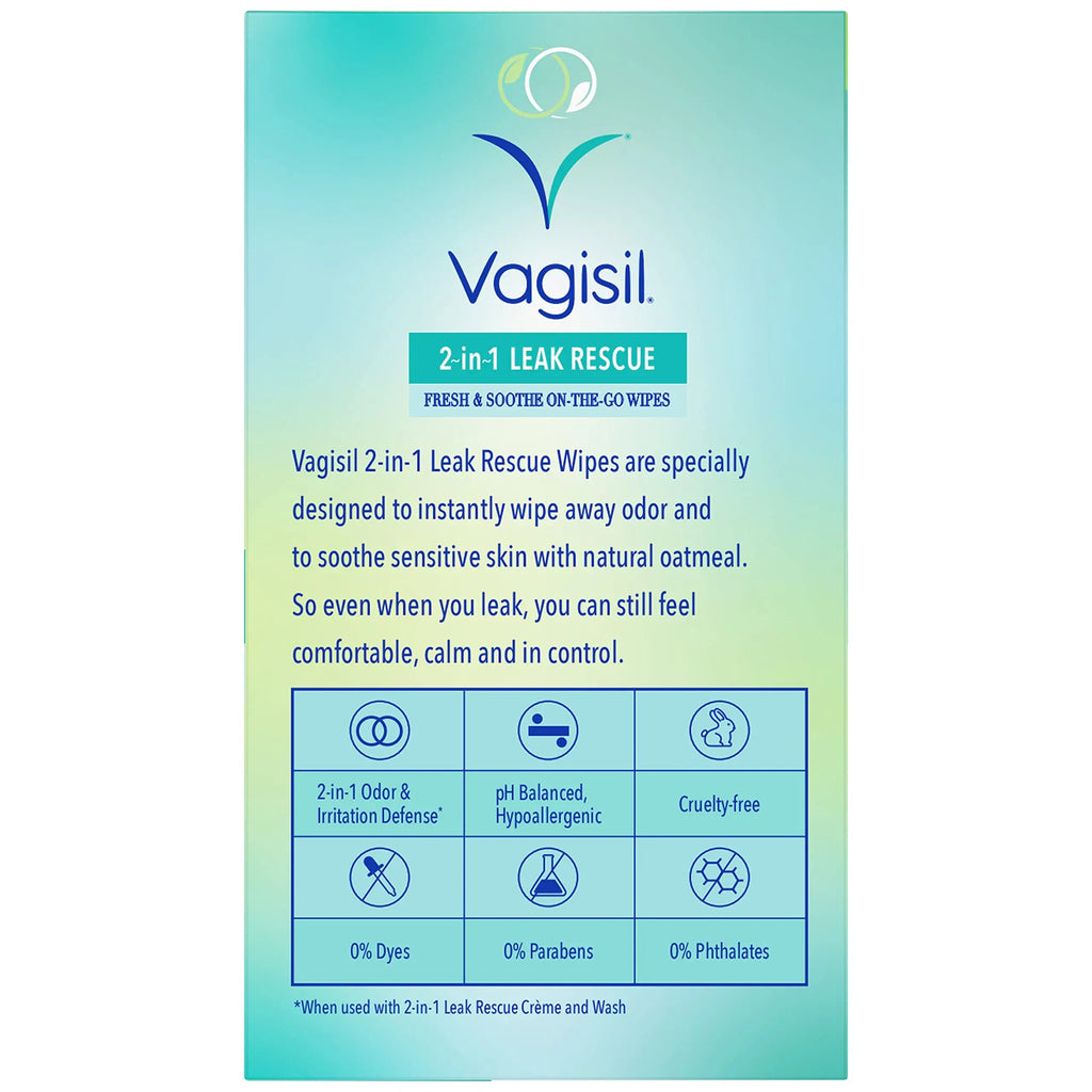 Vagisil 2-in-1 Leak Rescue Intimate Feminine Wipes for Women, Gynecologist Tested Vagisil Au supplements