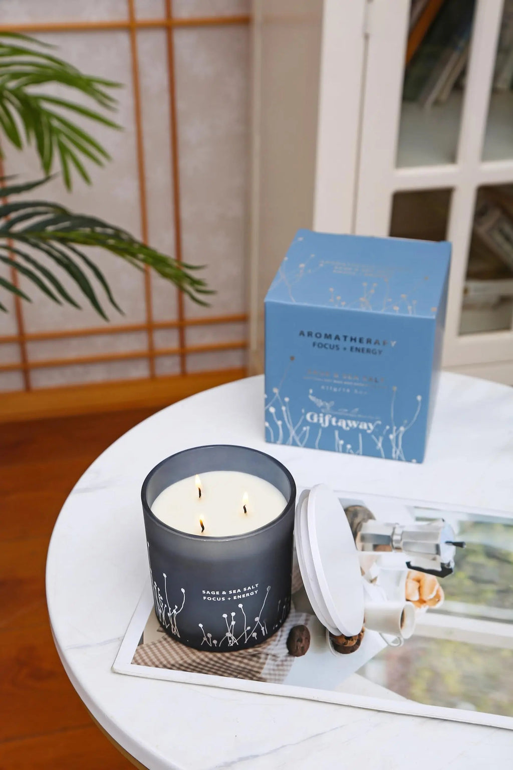 White Sage Sea Salt 3 Wick Candle 14.5 oz | Sage Candles for Cleansing House | Large Soy Candles GIFTAWAY Au supplements